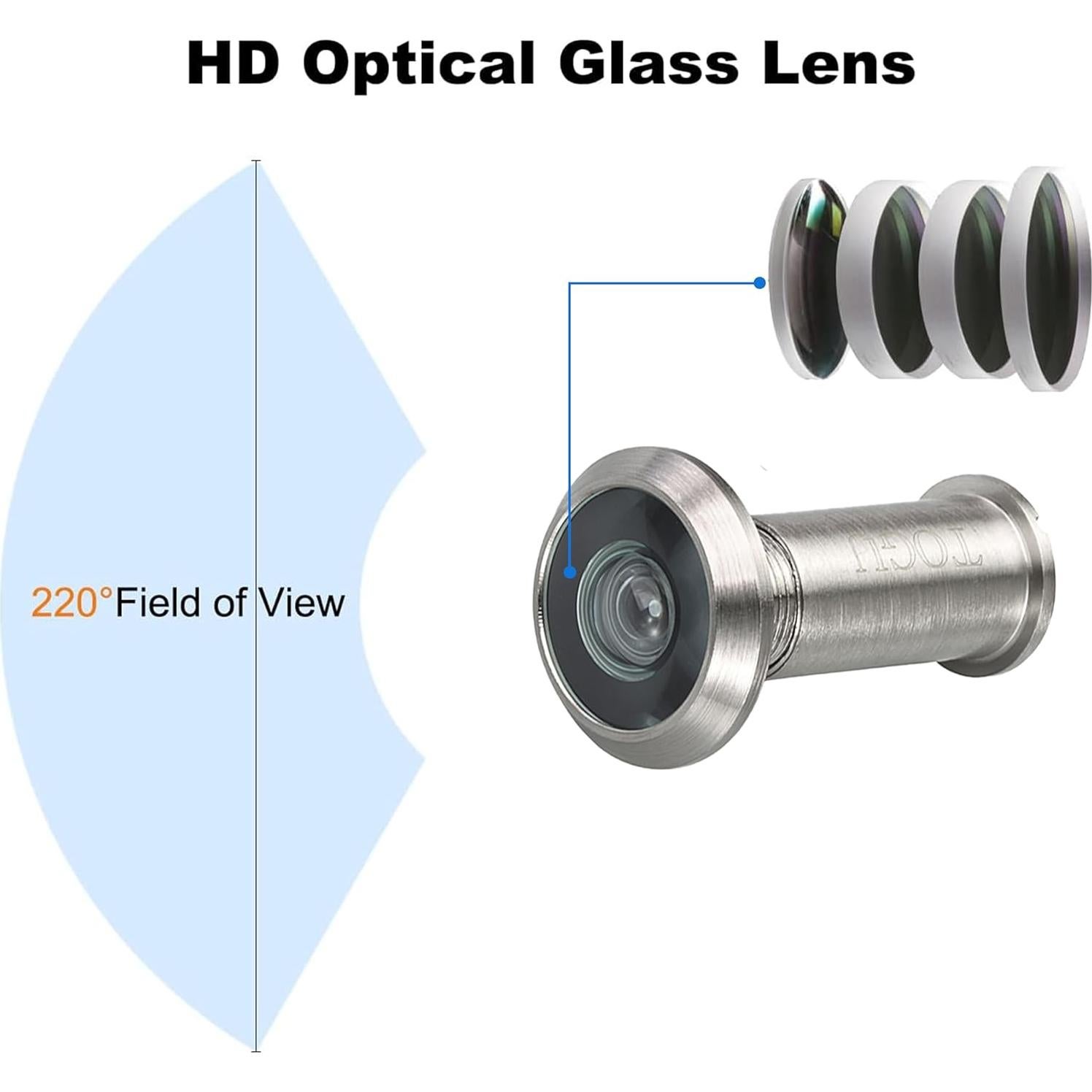 Mirador de Puerta TOGU TG3016NG-SN con Lente HD 220 Grados