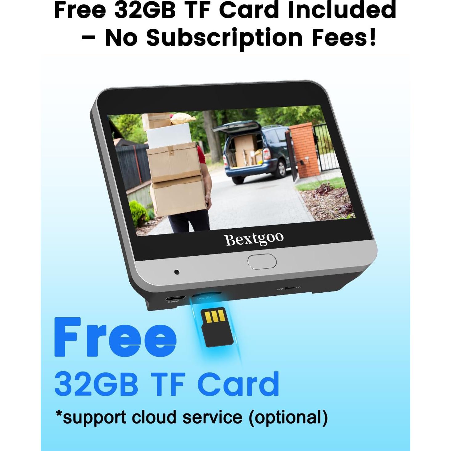 Cámara de Timbre de Puerta Bextgoo 2K con Pantalla 4.3"