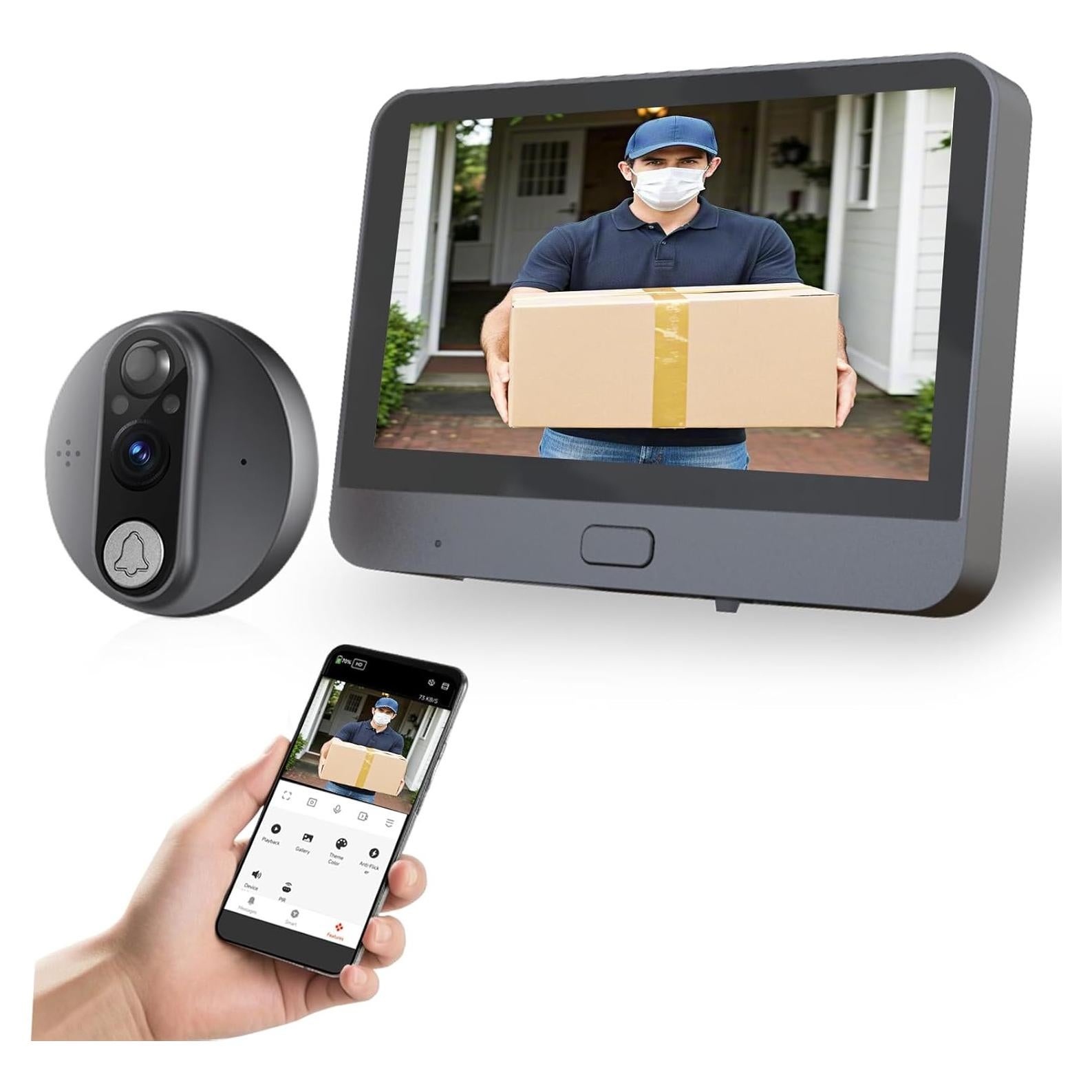 Timbrado de Video WiFi Cawhum R9, 1080P, Pantalla 4.3"