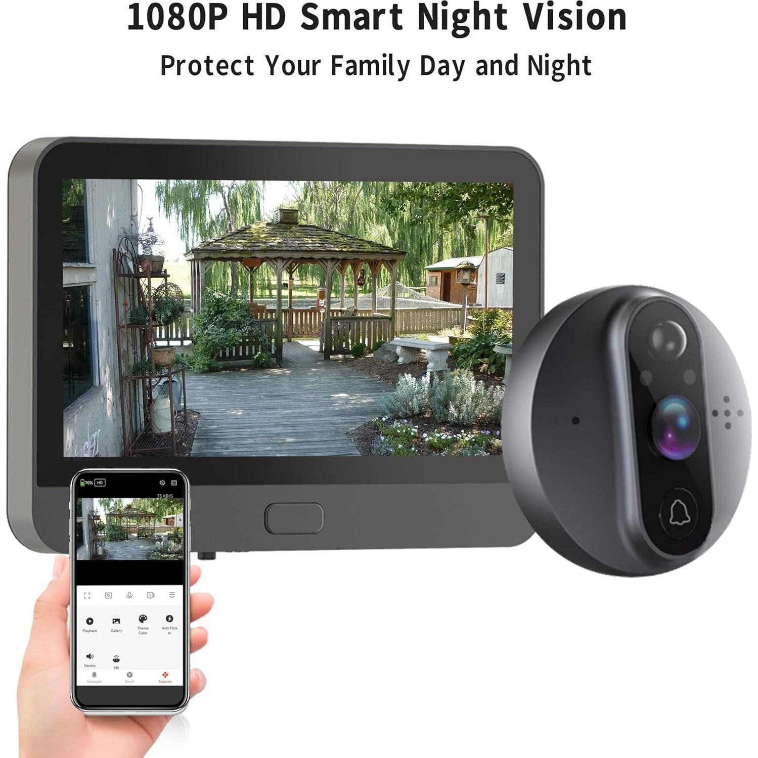 Timbrado de Video WiFi Cawhum R9, 1080P, Pantalla 4.3"