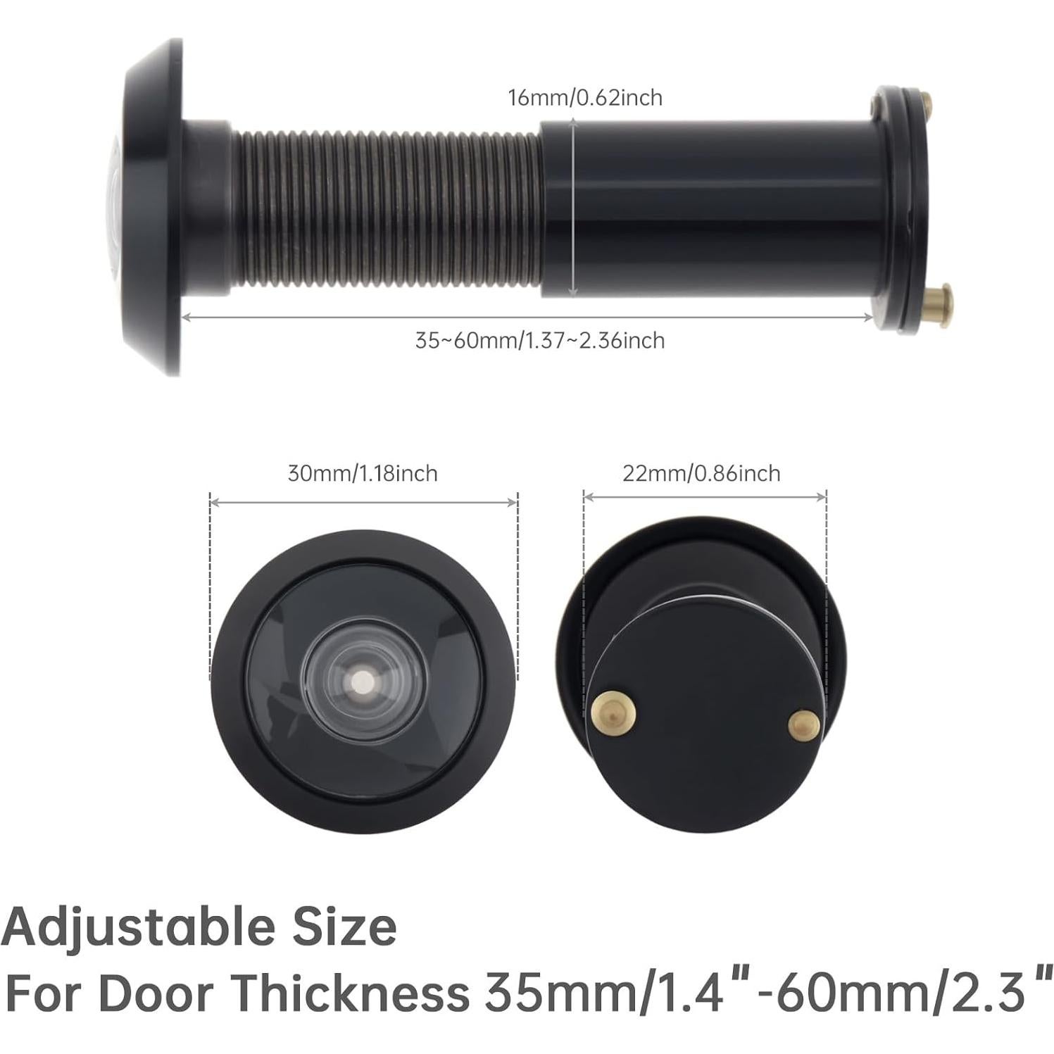 Mirador de Puerta HOJLKLD 200 Grados con Cubierta Privacidad