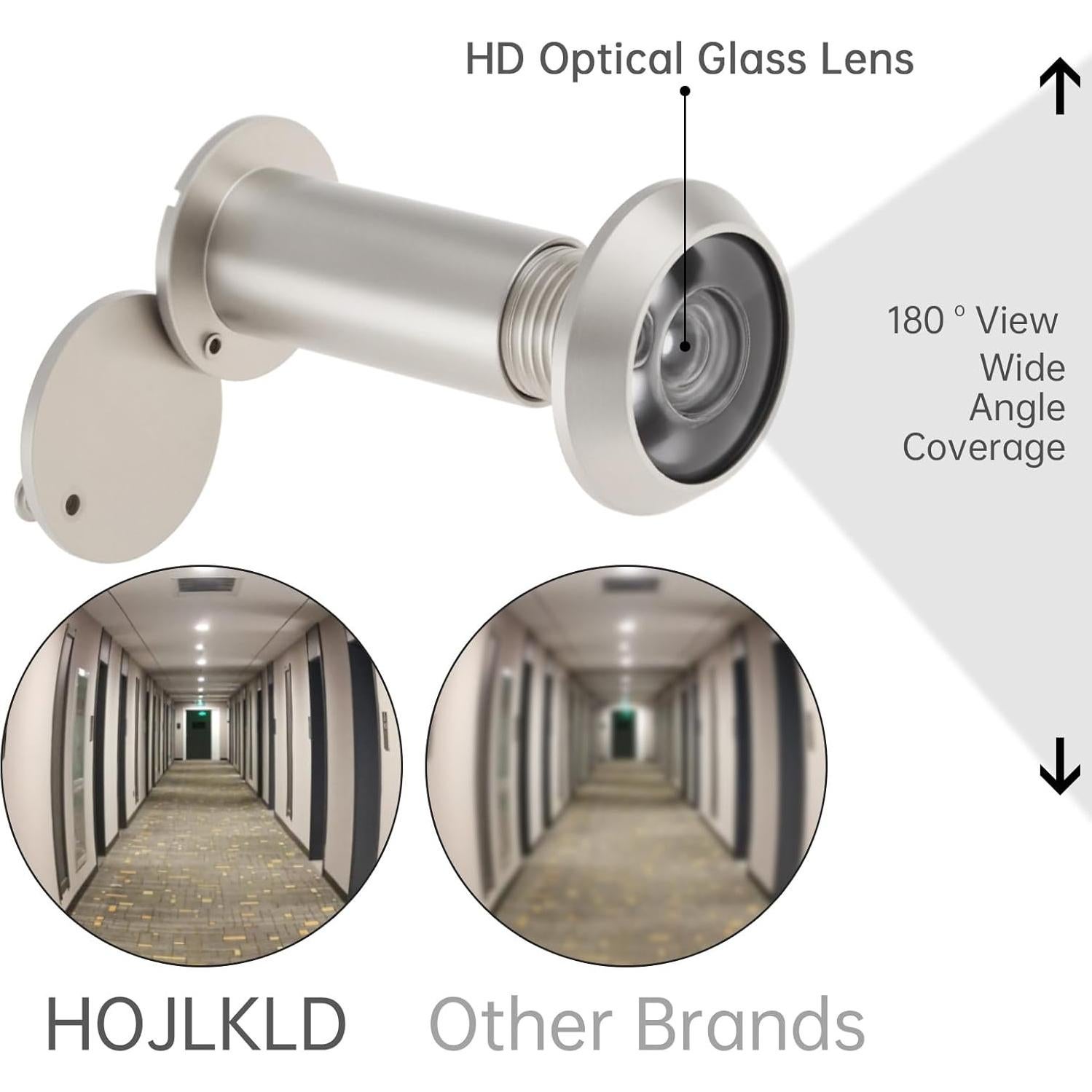 Mirilla de Puerta Latón Sólido 180 Grados Niquelado 14 mm