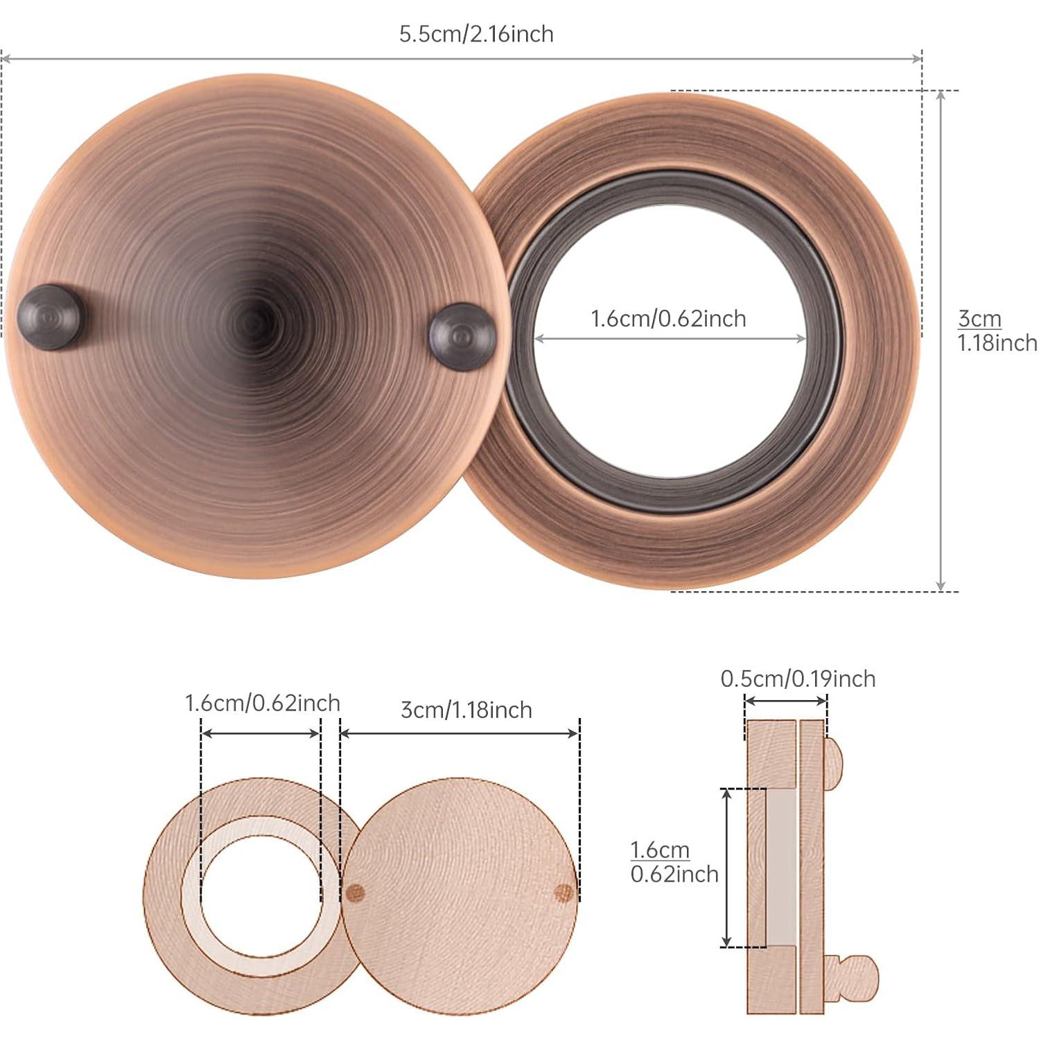 Cubierta de Mirilla de Latón Macizo HOJLKLD Cobre Antiguo 30mm