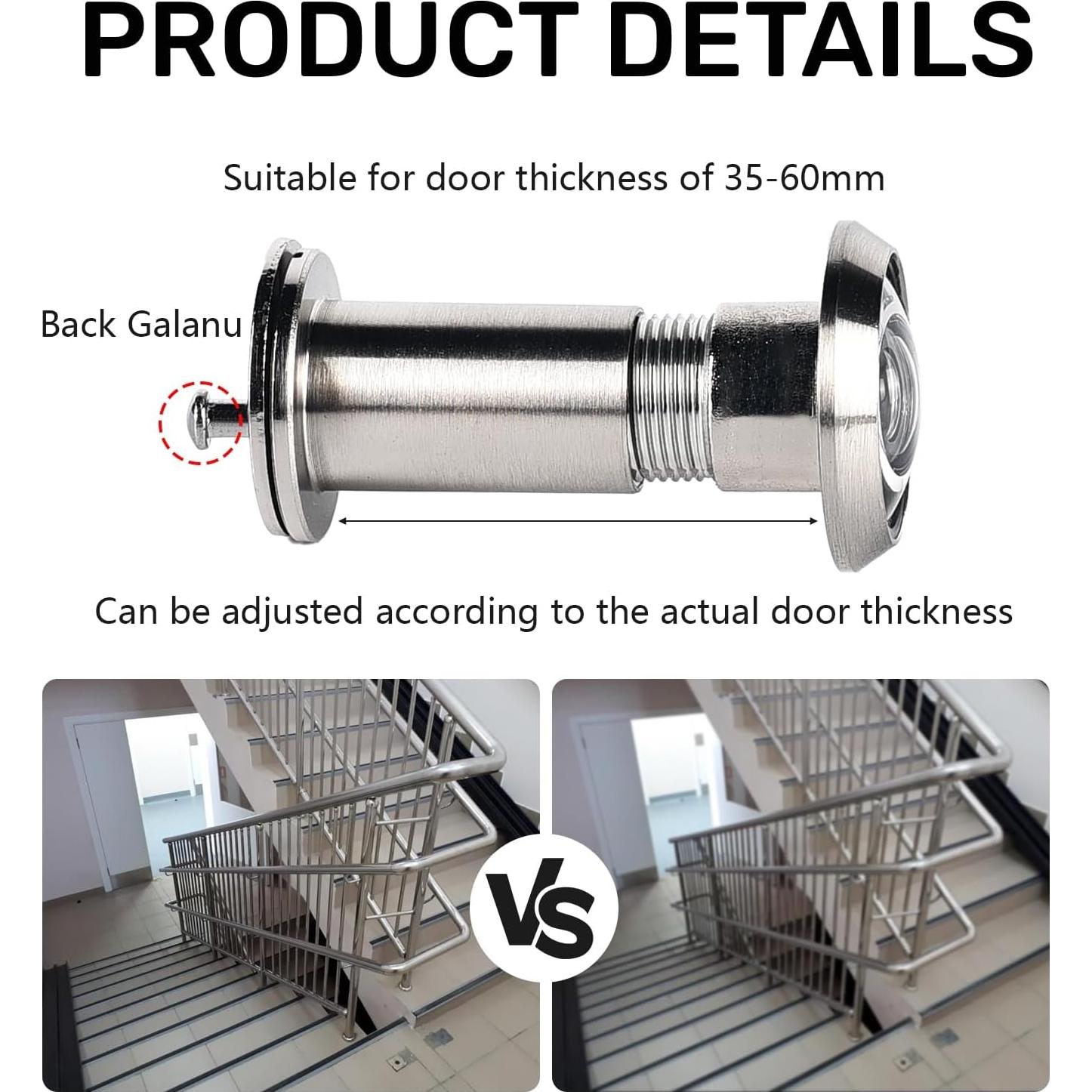 Mirilla de Puerta Funnytek 220 Grados Niquel Cepillado