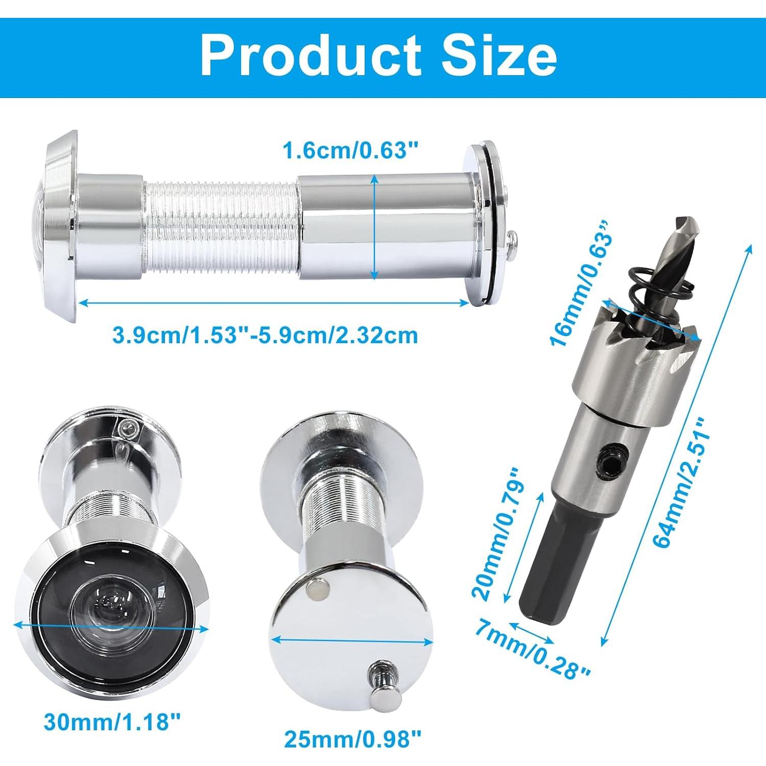 Mirilla de Puerta Waziaqoc Níquel Cepillado Ajustable 3.9-5.9cm
