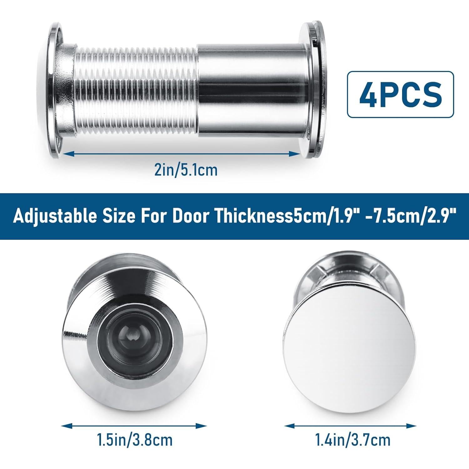 Paquete de 4 Mirillas de 220 Grados LDXDRU para Puertas de 52-78mm