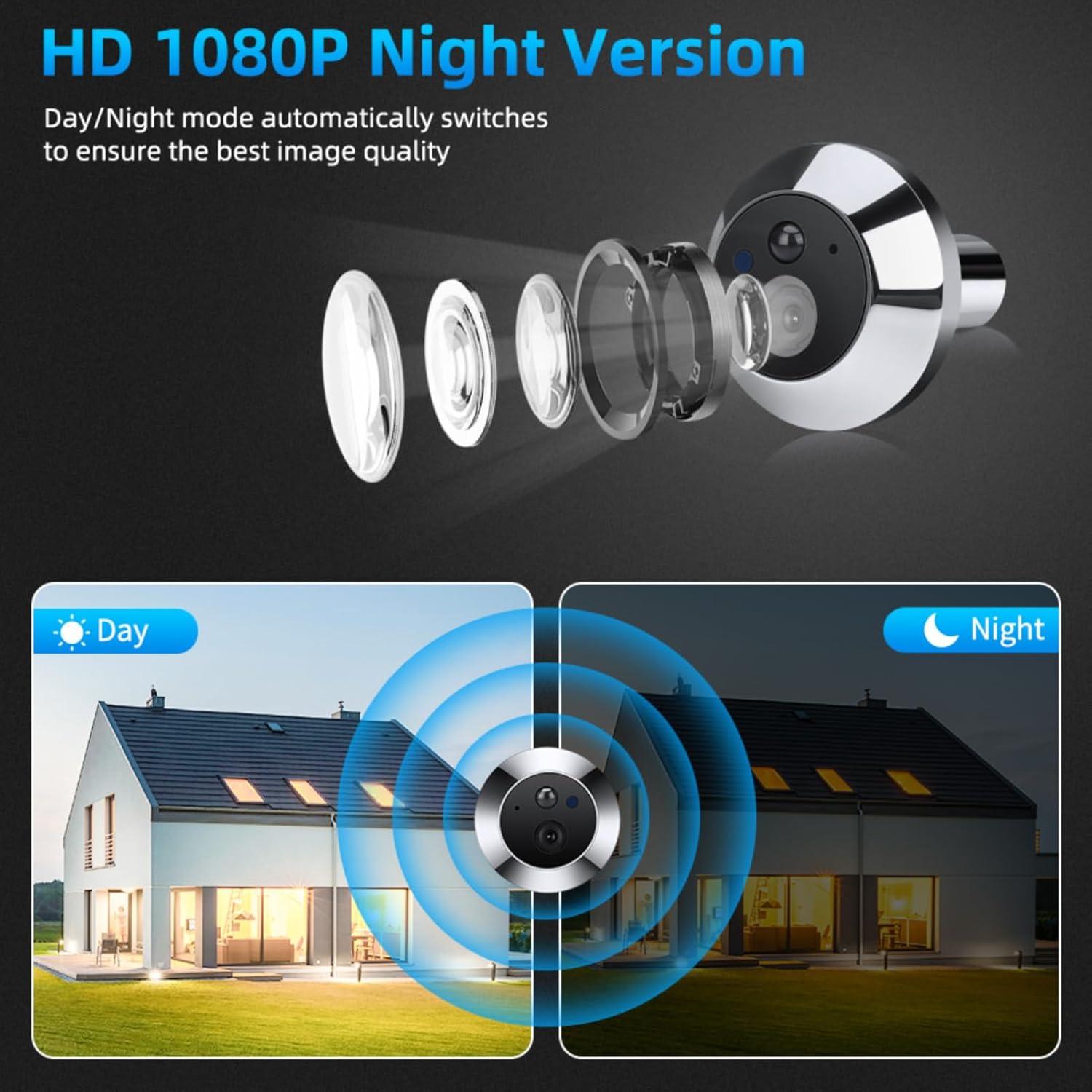 Mirilla Digital Diyeeni 1080P con Monitor 4.3" y Visión Nocturna