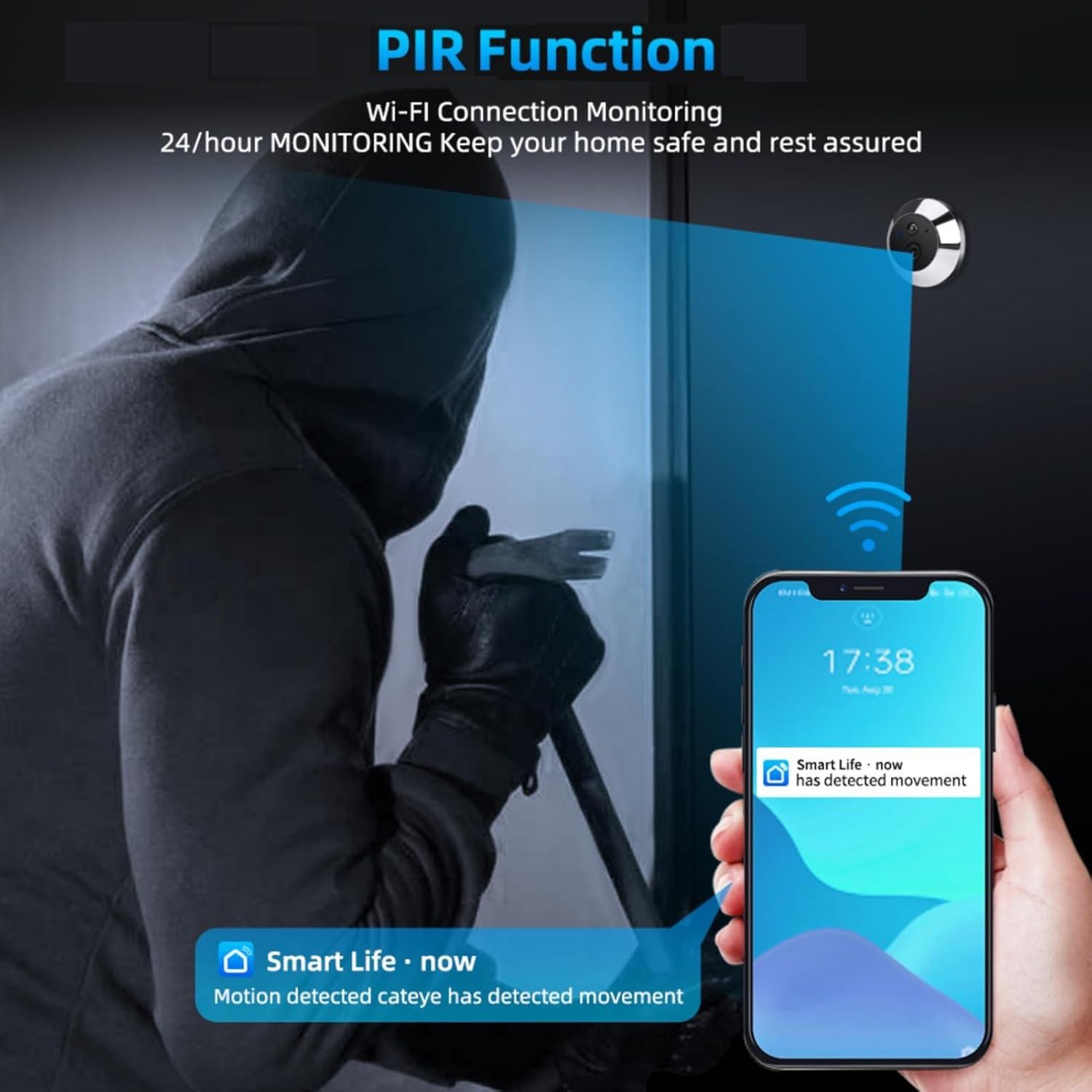 Mirilla Digital Diyeeni 1080P con Monitor 4.3" y Visión Nocturna