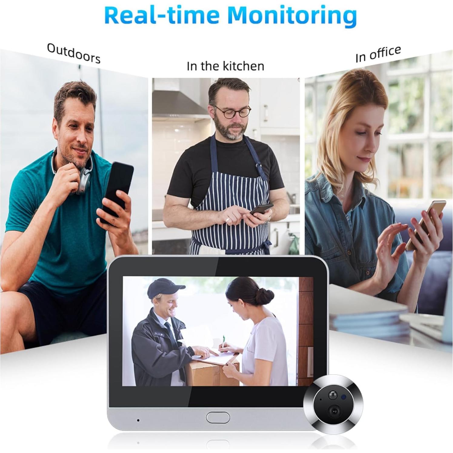 Mirilla Digital Diyeeni 1080P con Monitor 4.3" y Visión Nocturna
