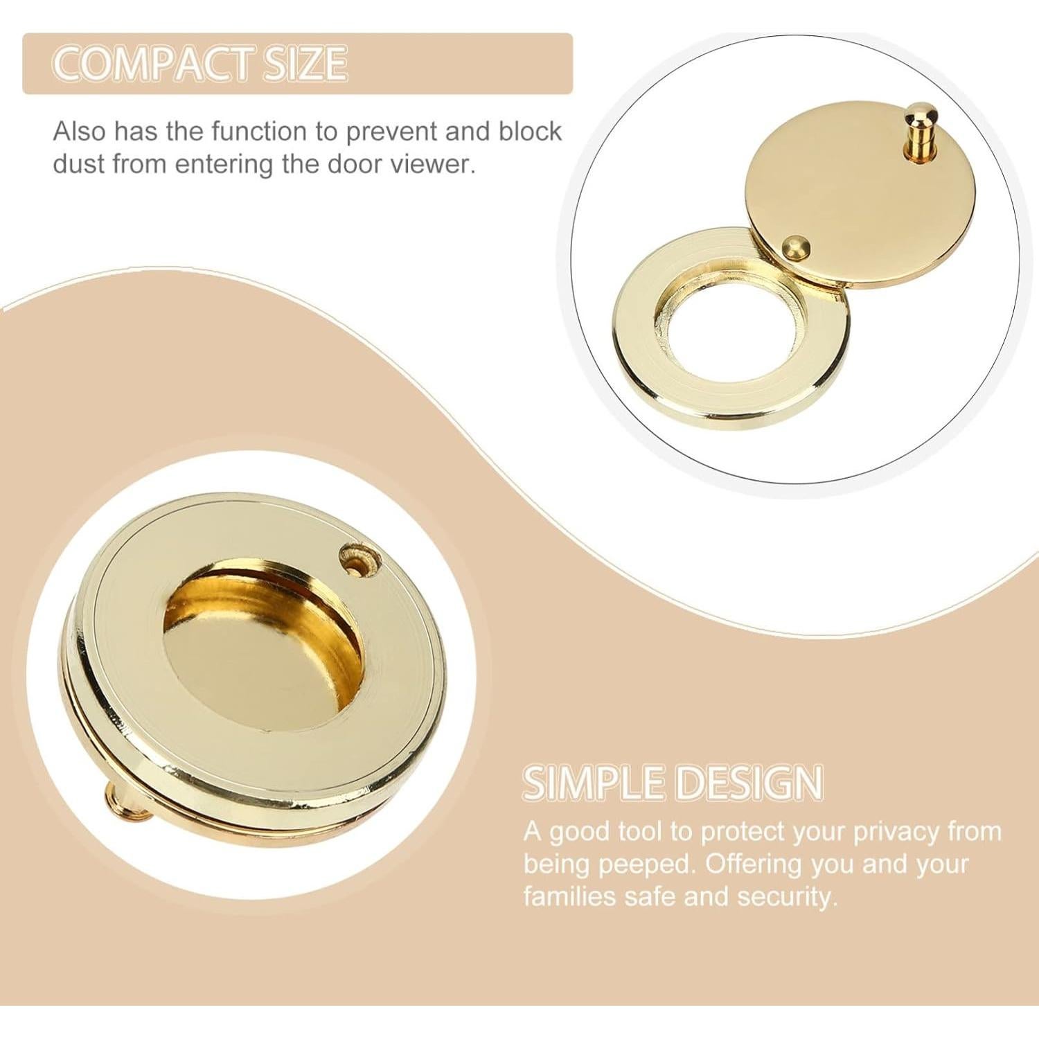 Cubierta de Mirilla de Seguridad Veemoon Oro 5.5x3cm Cobre