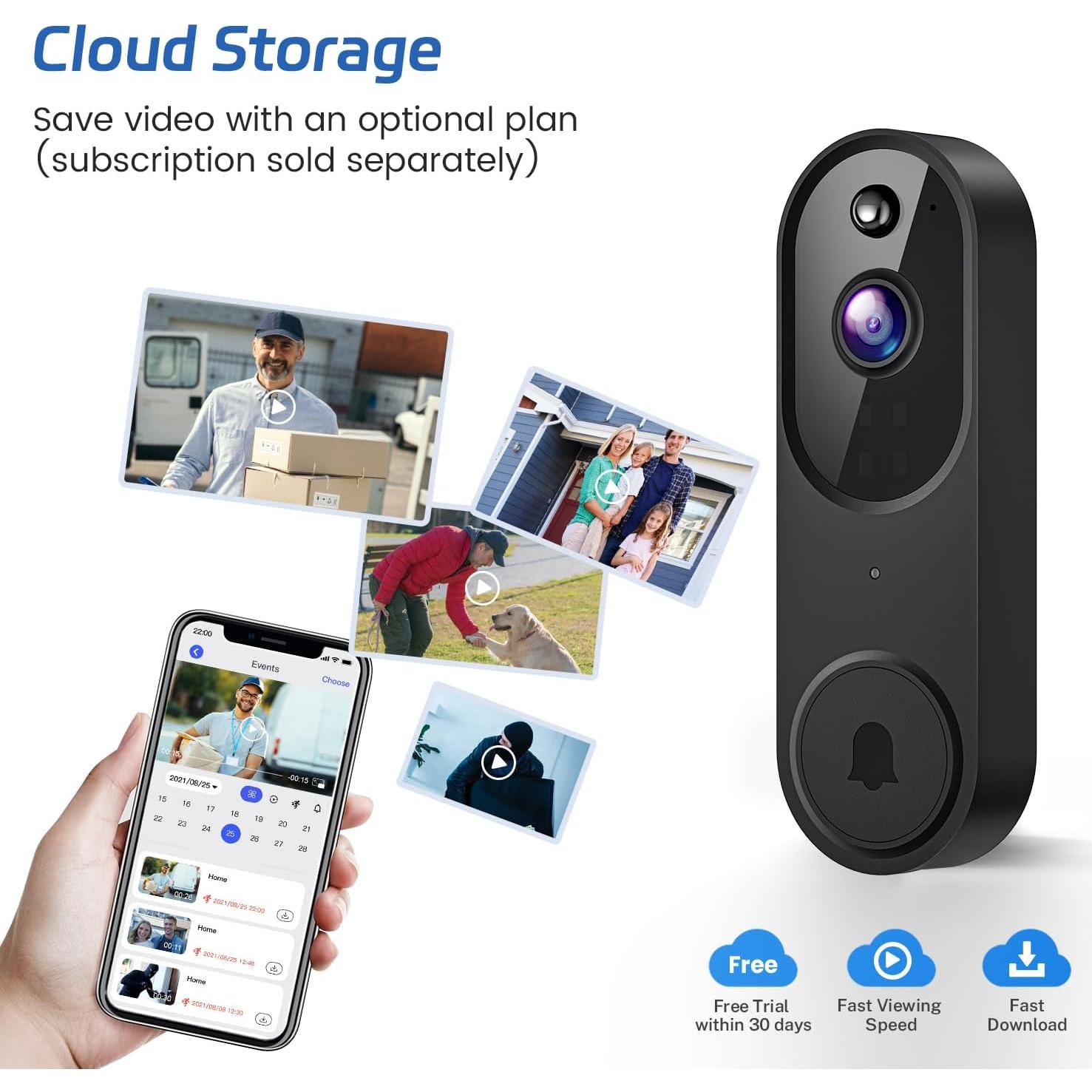 Cámara Timbre Video 1080P Guggre con Detección Humana y Noche