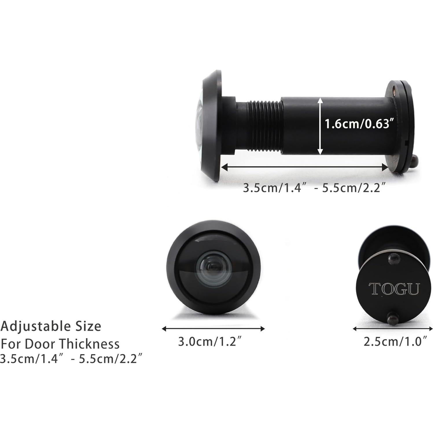 Mirilla de Latón Macizo TOGU TG3016YG-BC con Lente HD 220°