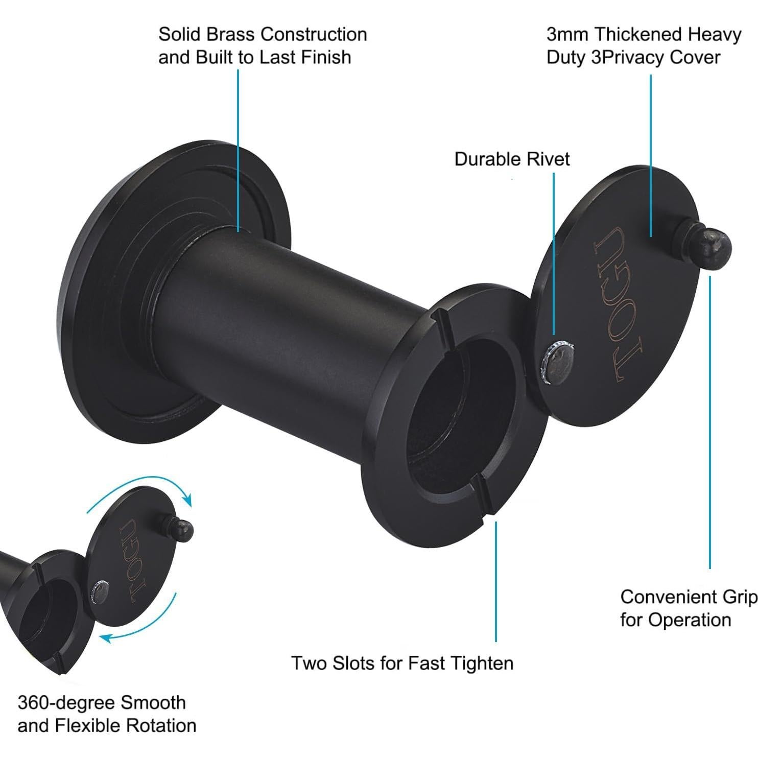 Mirilla de Latón Macizo TOGU TG3016YG-BC con Lente HD 220°