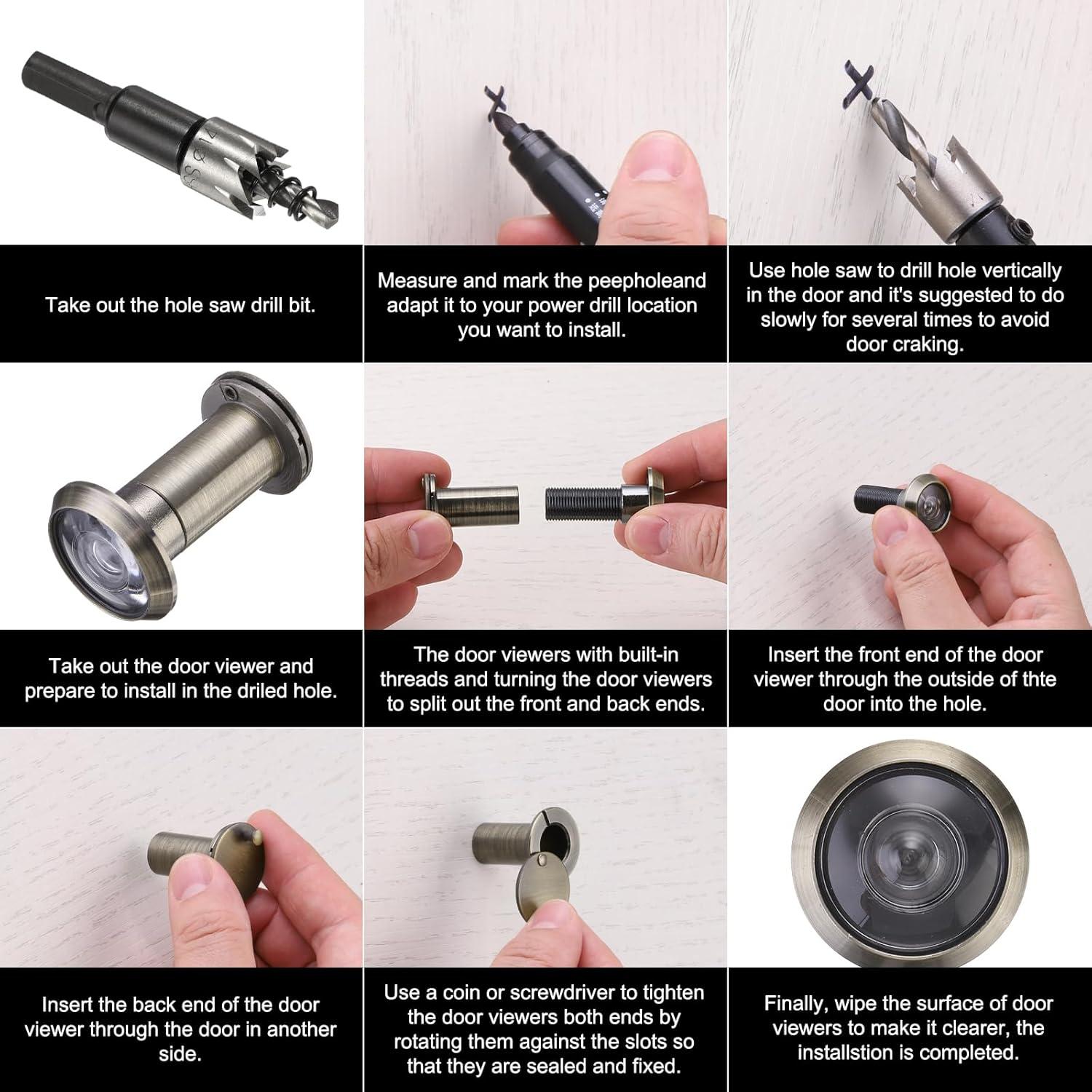 Mirilla de Puerta PATIKIL 180 Grados 2 Pcs Cobre Blanco