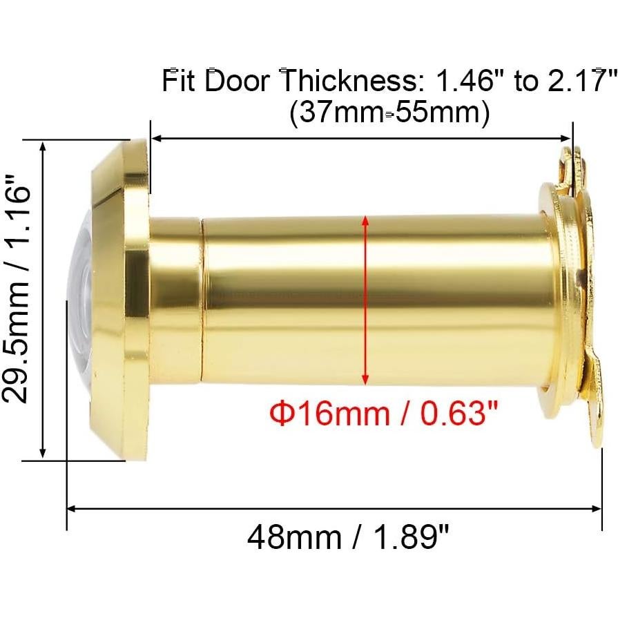 Mirador de Puerta Latón Dorado 220 Grados 37-55mm uxcell