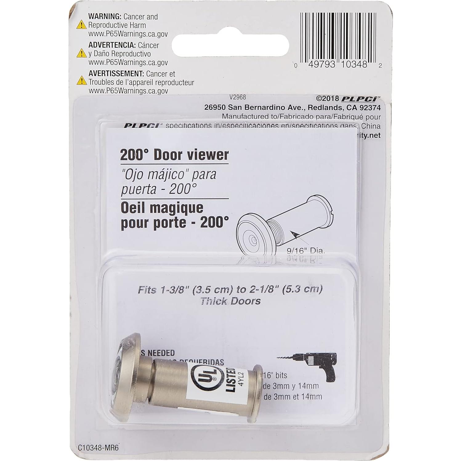 Visor de Puerta Prime-Line 200 Grados Níquel Satinado