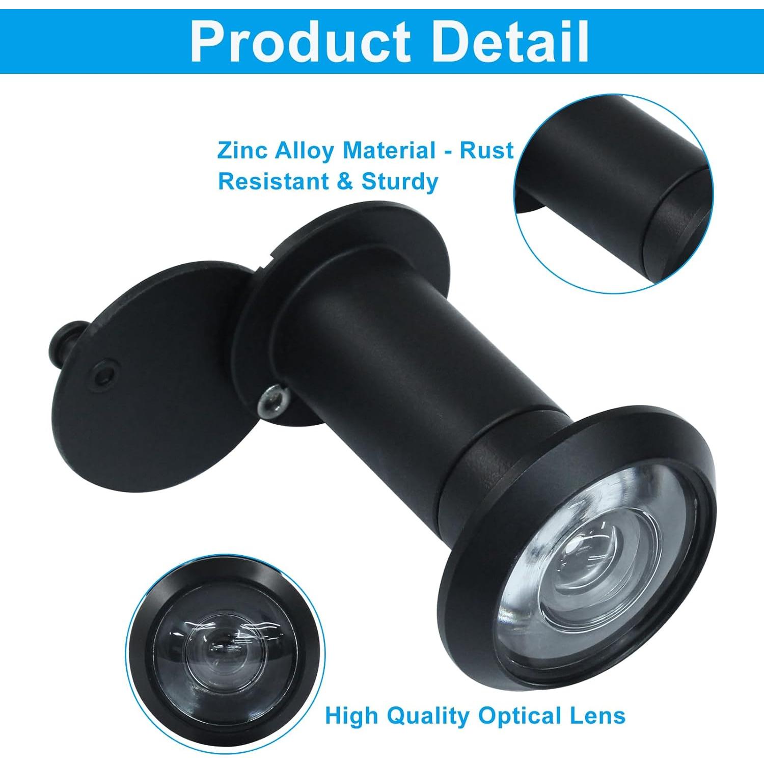 Mirilla de Privacidad Giratoria Seimneire - 220° - Negro - 2 Piezas