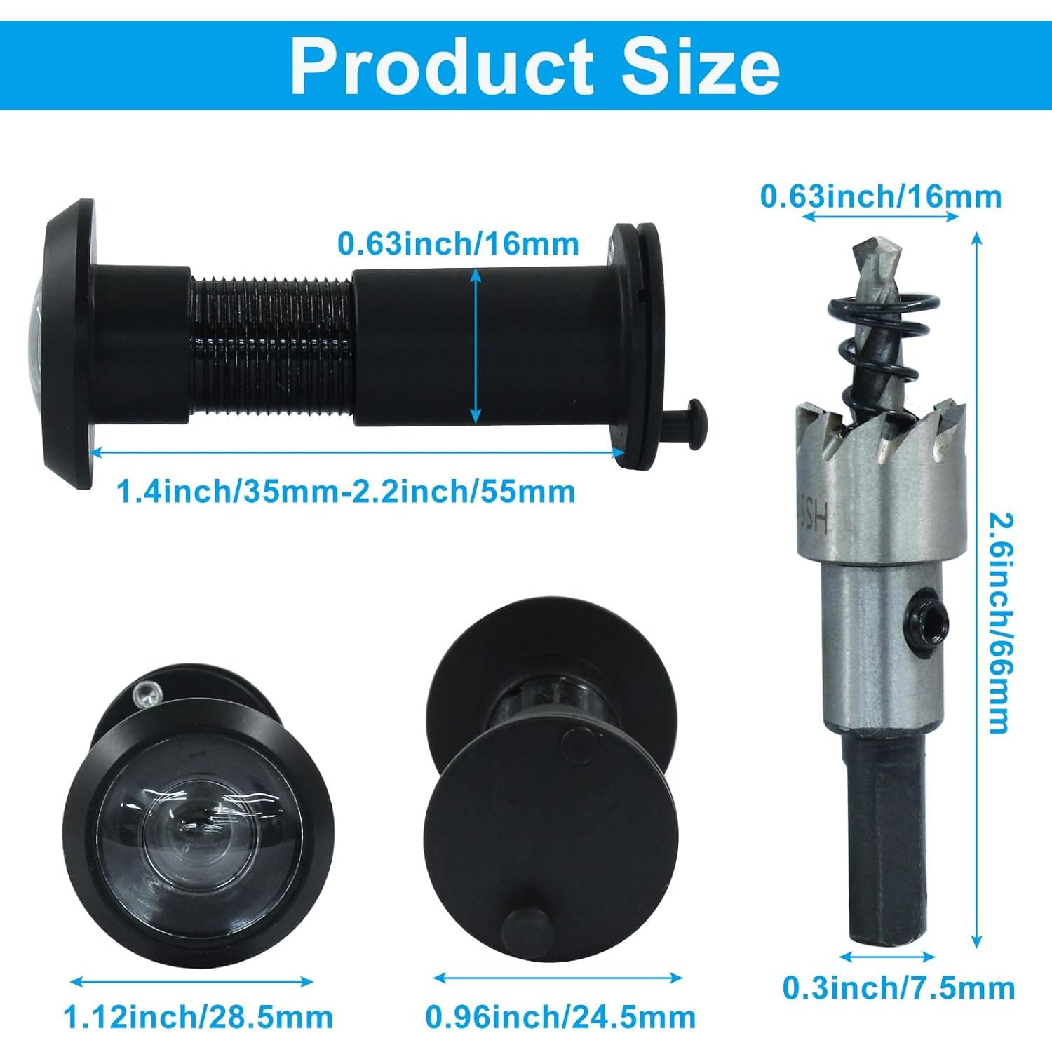 Mirilla de Privacidad Giratoria Seimneire - 220° - Negro - 2 Piezas