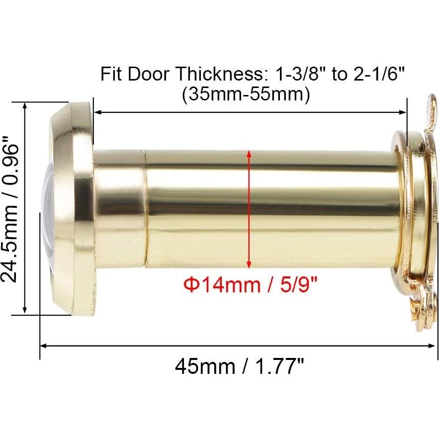 Mirador de Puerta Latón 220 Grados uxcell para Puertas 35-55mm