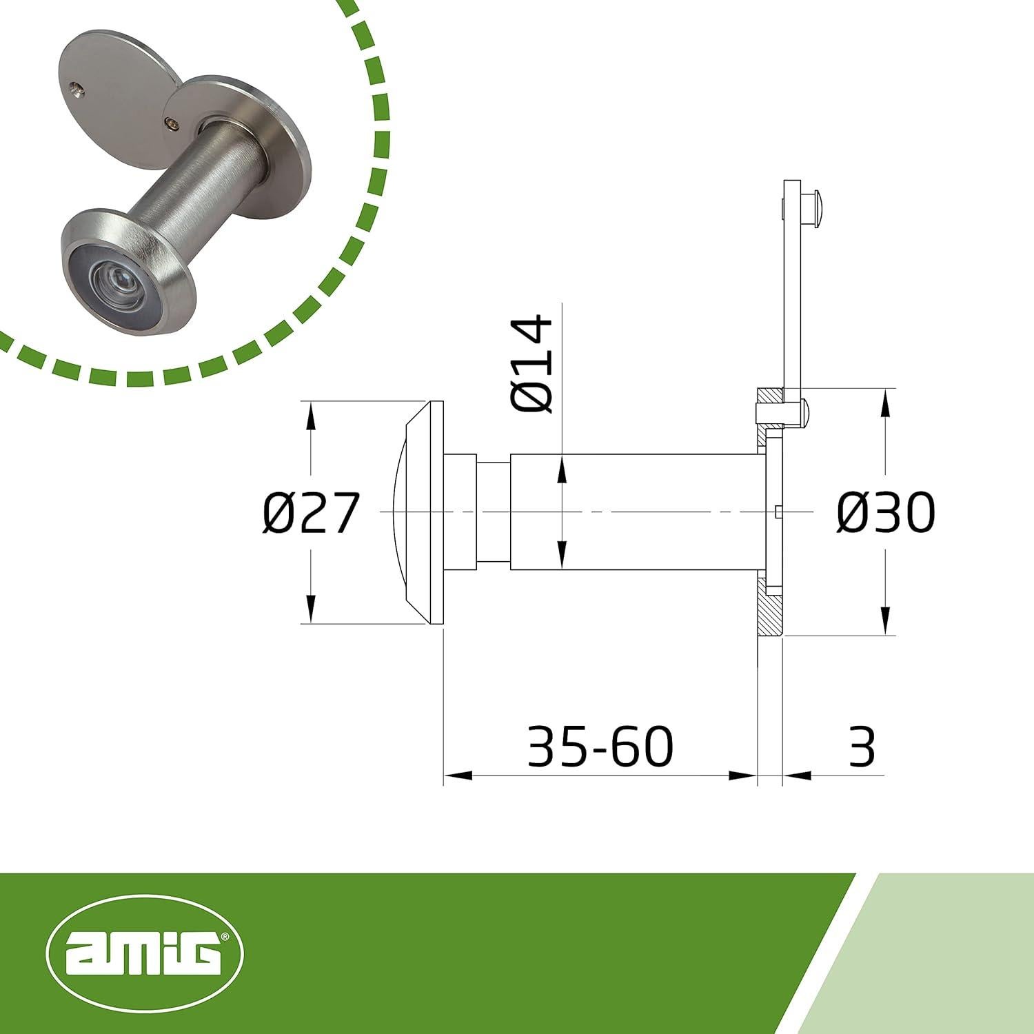 Mirilla de Super Ángulo Amig para Puertas 35-60 mm Cromo Mate