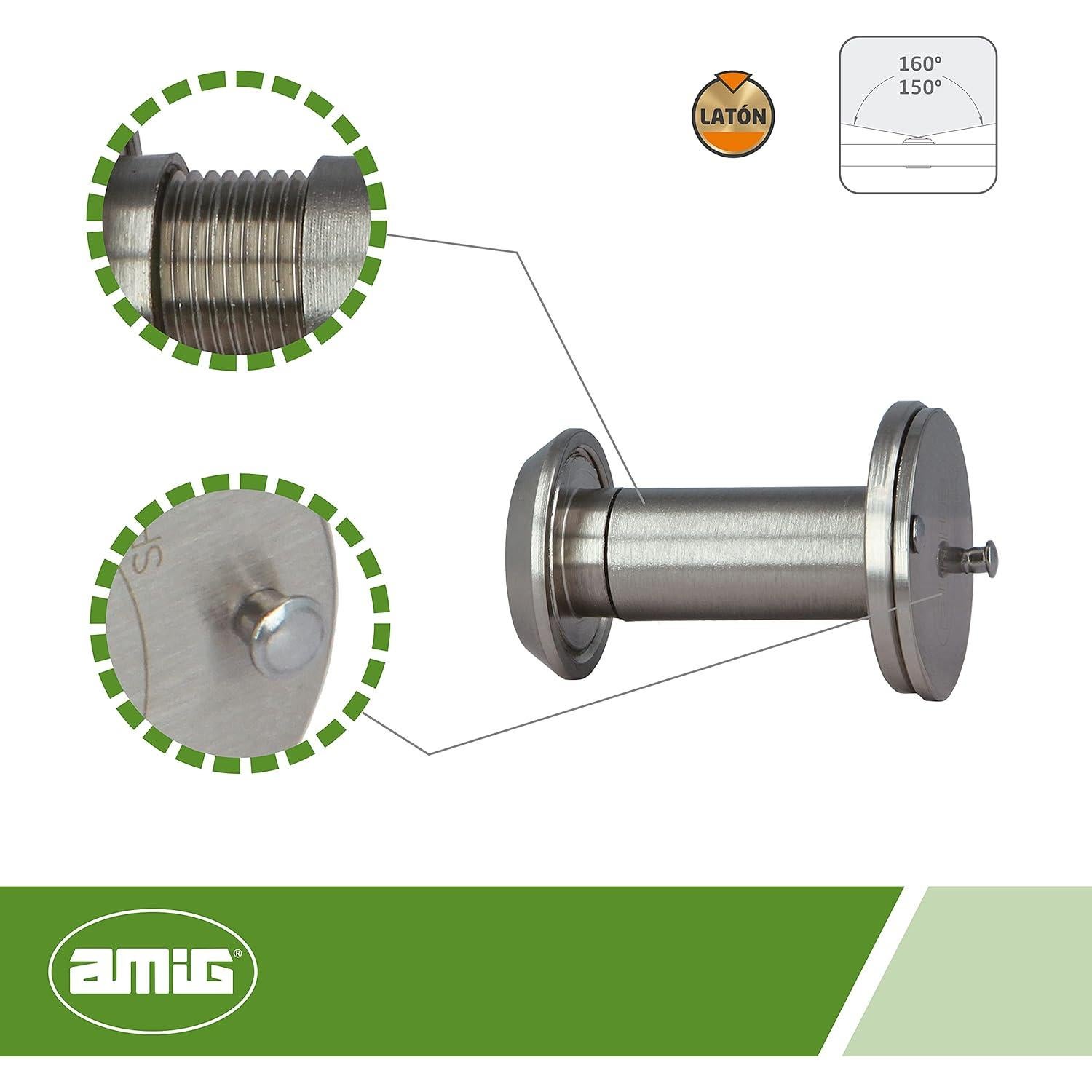 Mirilla de Super Ángulo Amig para Puertas 35-60 mm Cromo Mate