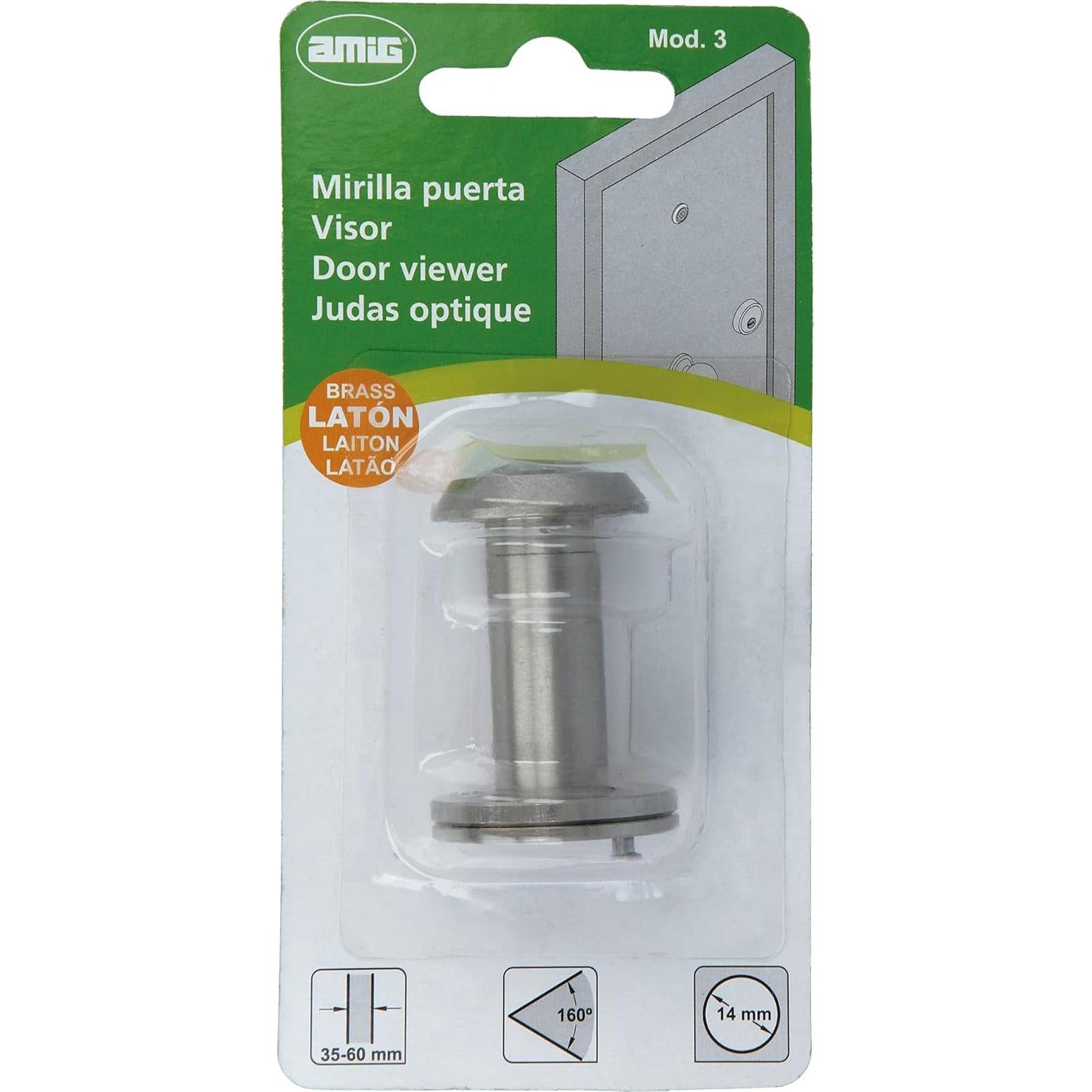 Mirilla de Super Ángulo Amig para Puertas 35-60 mm Cromo Mate