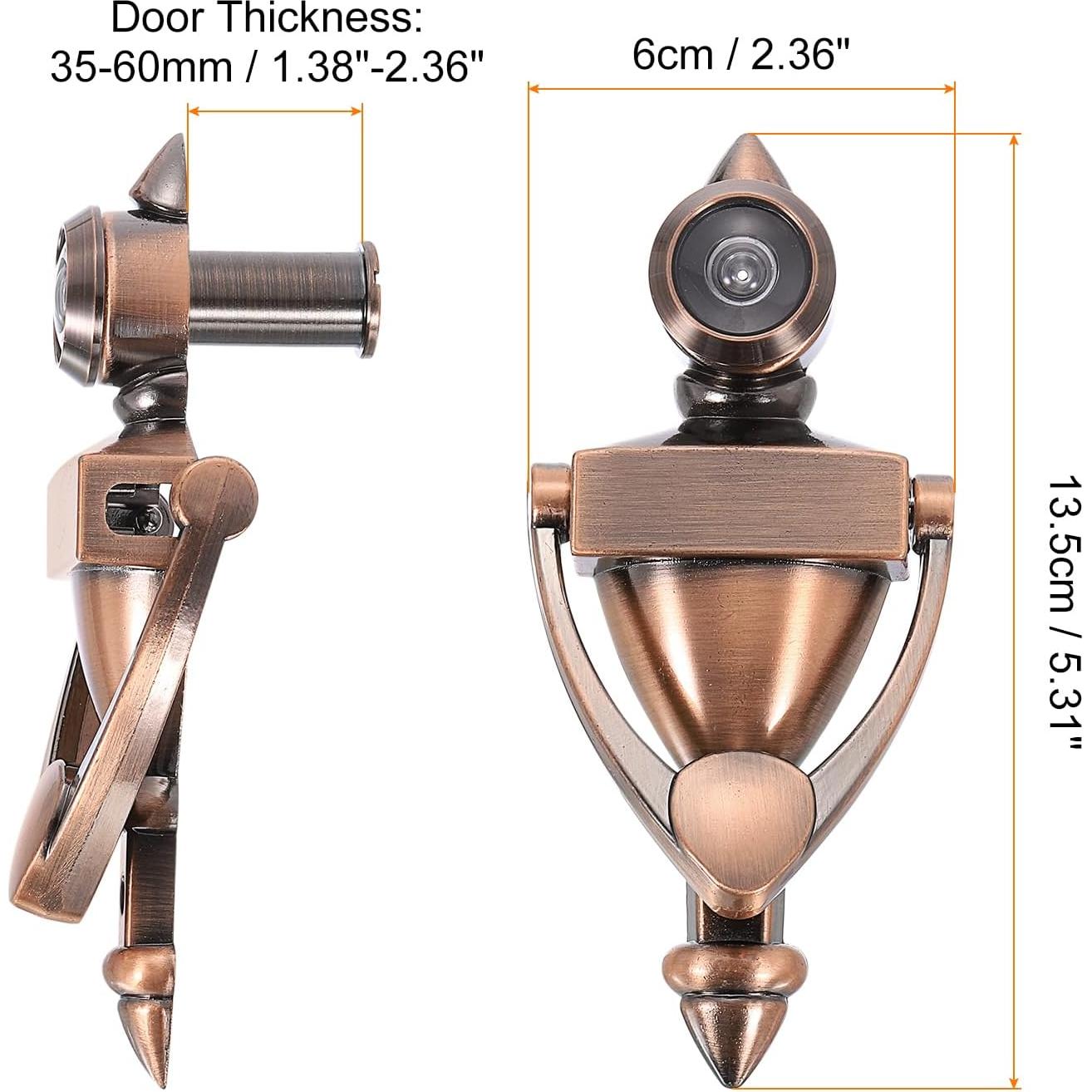 Tirador de puerta con visor PATIKIL 180° Bronce Rojo