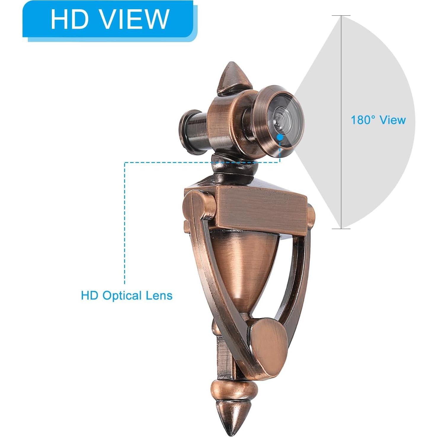 Tirador de puerta con visor PATIKIL 180° Bronce Rojo