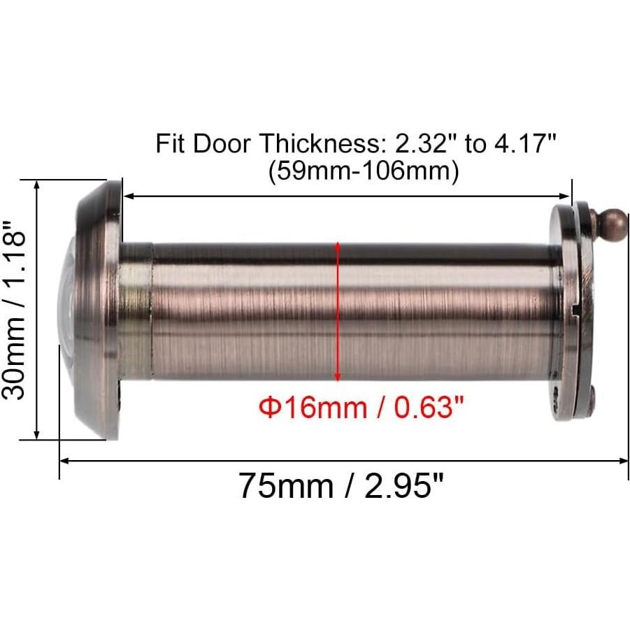Mirador de Puerta de Latón Cobre 220 Grados uxcell