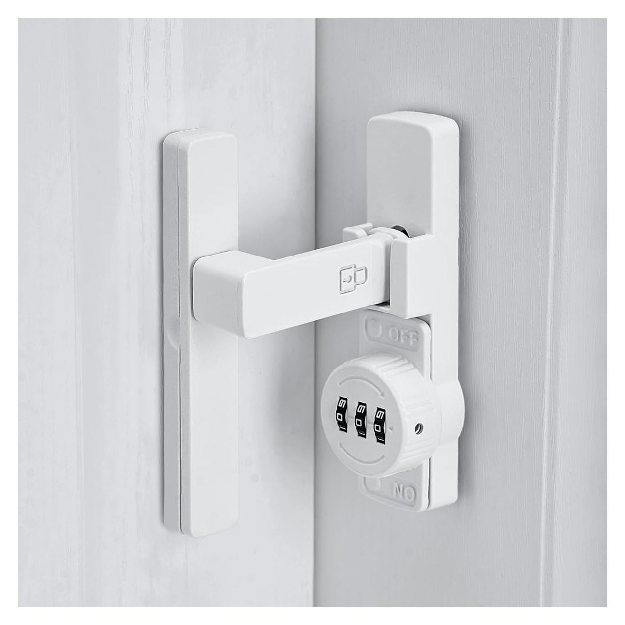 Cerradura de puerta de granero INIRET mecánica 3 dígitos blanca