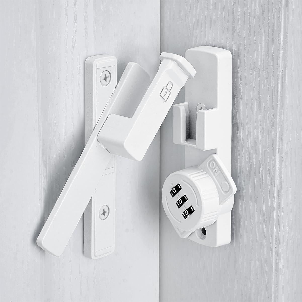 Cerradura de puerta de granero INIRET mecánica 3 dígitos blanca