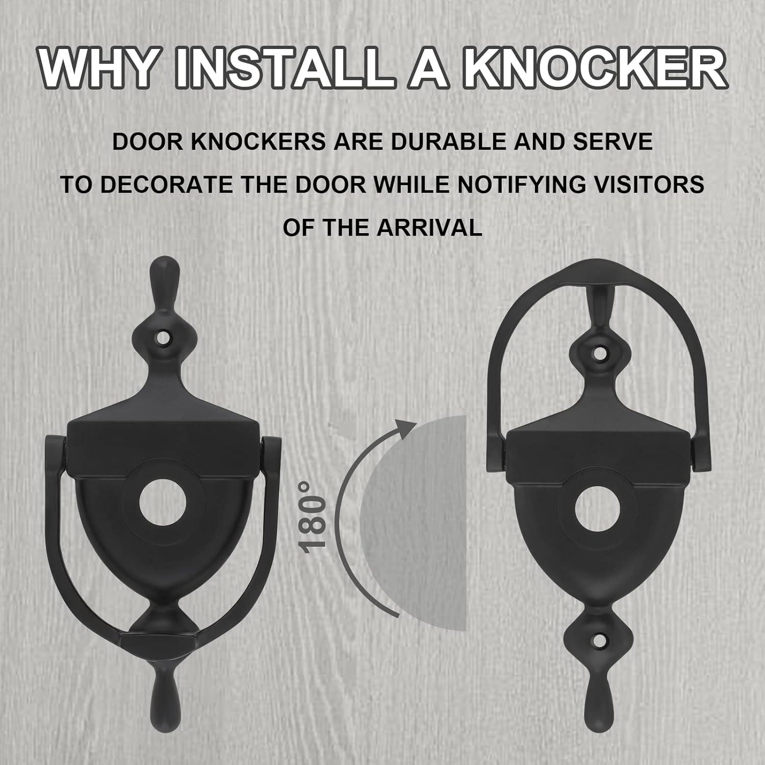 Golpeador de puerta con mirador HOJLKLD 15.24 cm Negro