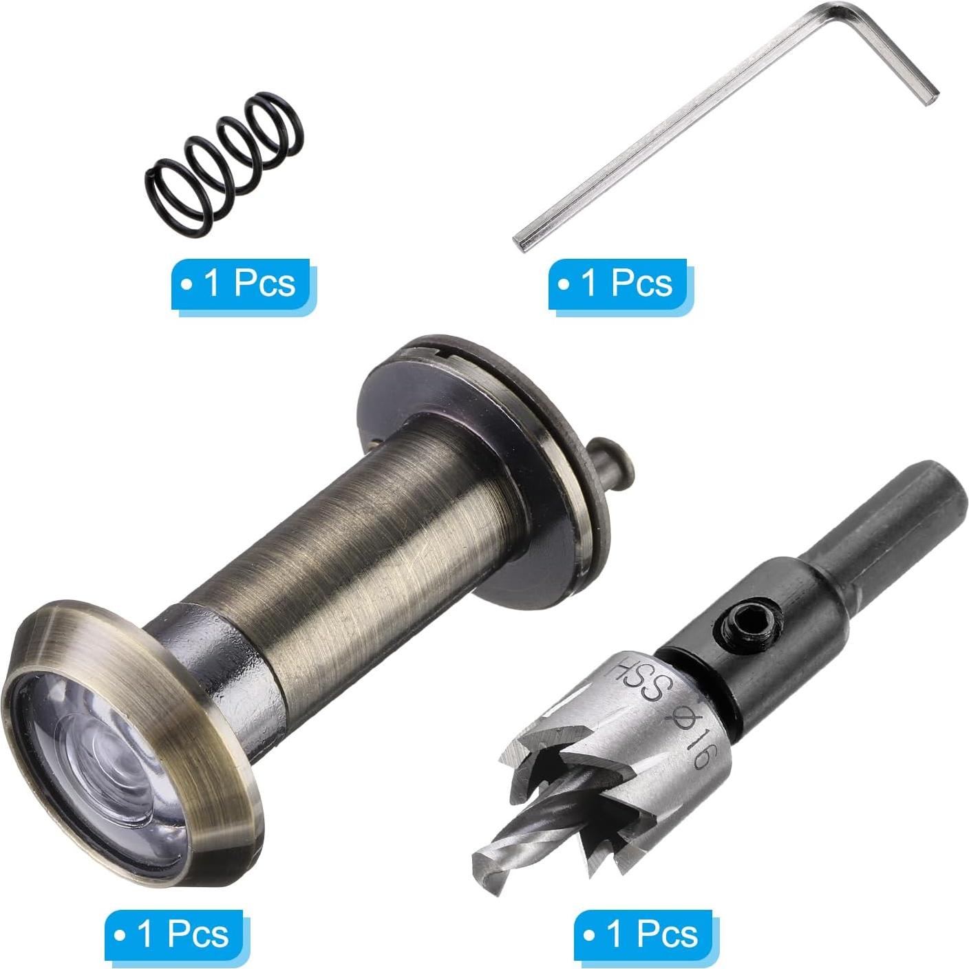 Mirilla de puerta PATIKIL 14mm bronce con cubierta privacidad