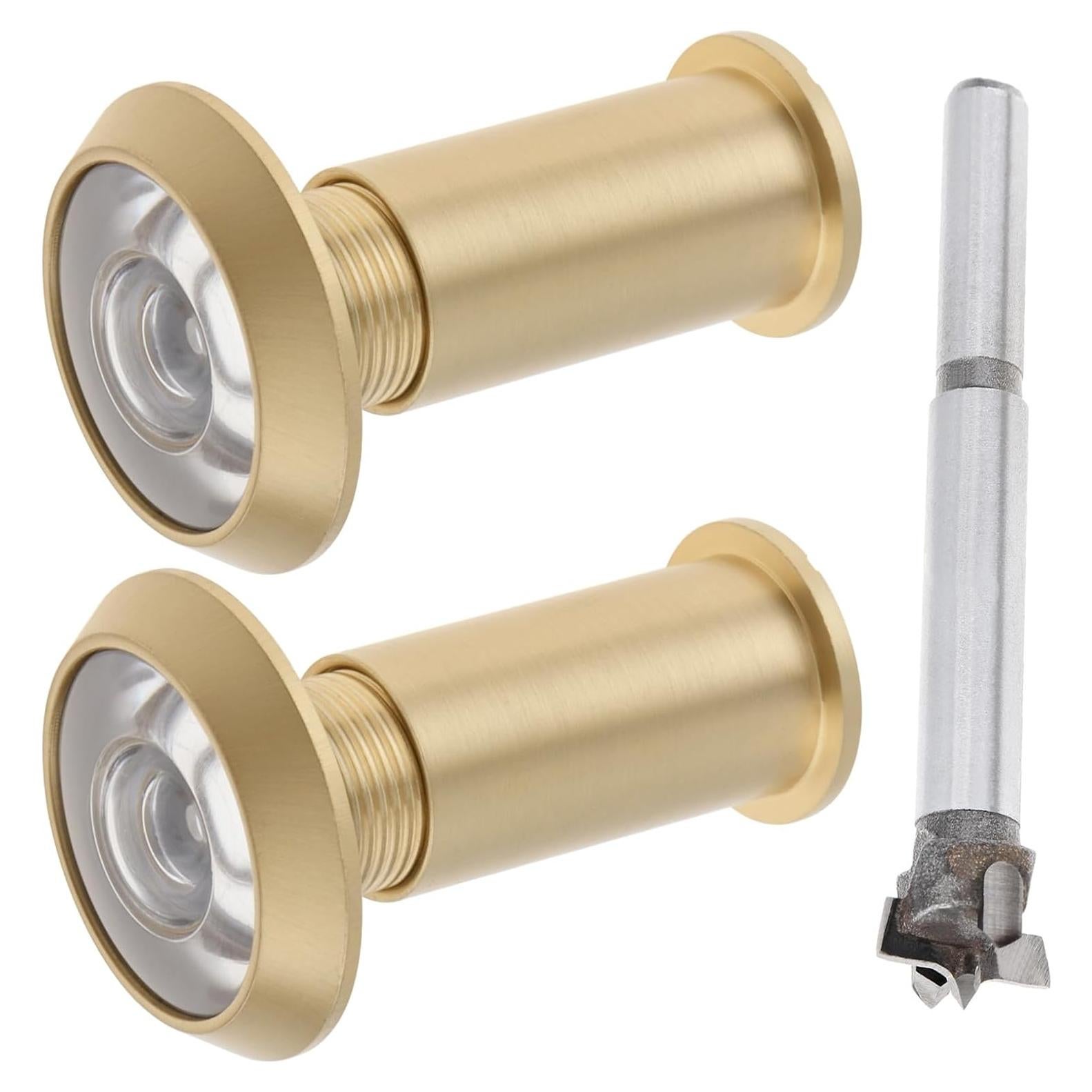 Mirilla de Puerta Dorado Satinado 200 Grados con Broca 16mm