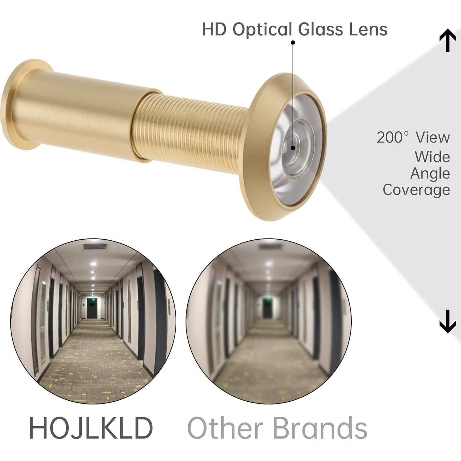 Mirilla de Puerta Dorado Satinado 200 Grados con Broca 16mm