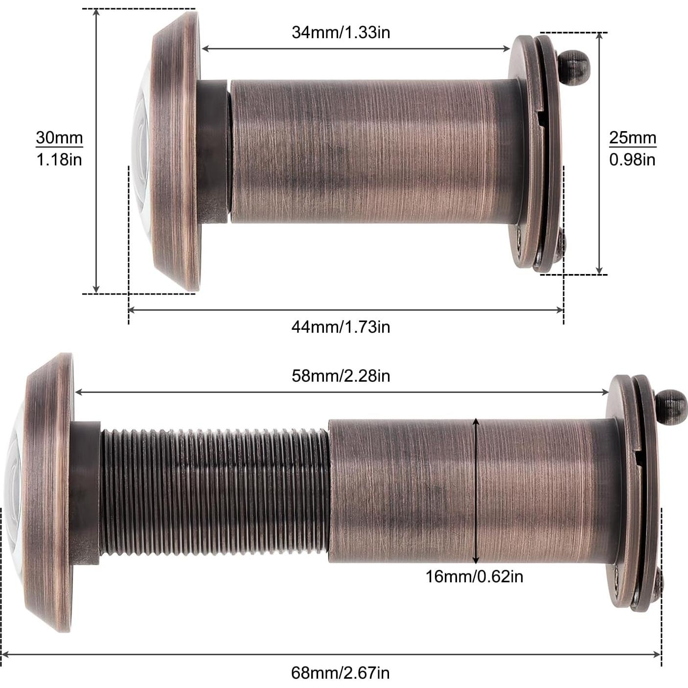 Mirilla de Puerta de Latón Sólido 200 Grados con Privacidad