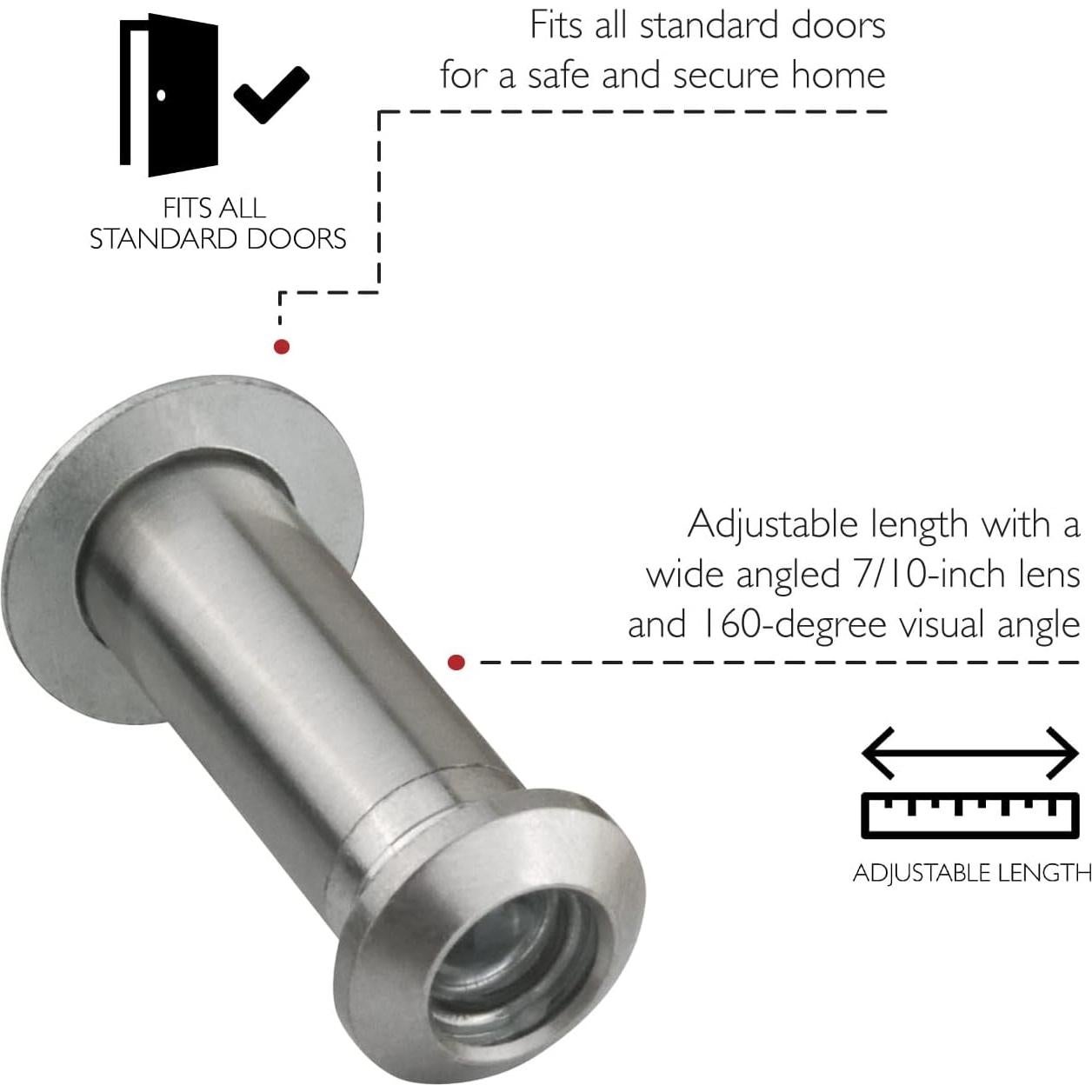 Mirador de Puerta Ajustable Design House 188870 2-Pack Níquel Satinado