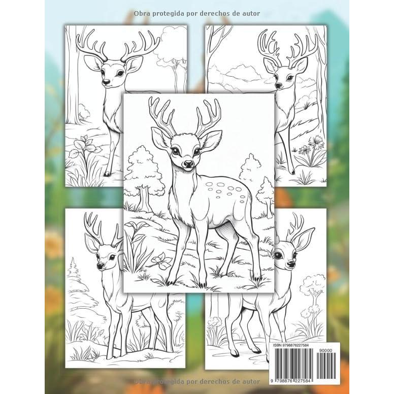 Venado Libro De Colorear Para Niños: +40 Dibujos Divertidos Y Fáciles De Lindos Venado Para Colorear Para Niños, Niños Y Niñas Que Aman Los Venados, Relajante Para Aliviar El Estrés (Spanish Edition)