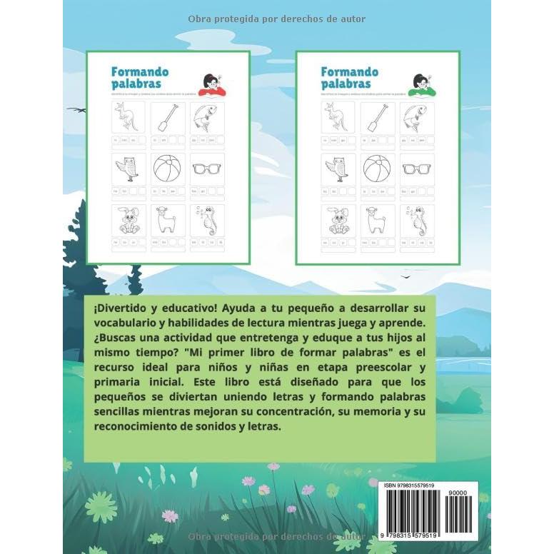 Mi Primer Libro de Palabras para Colorear y Aprender a Leer: Actividades educativas para niños de 3 a 6 años — Formar palabras, practicar trazos y desarrollar la motricidad fina (Spanish Edition)