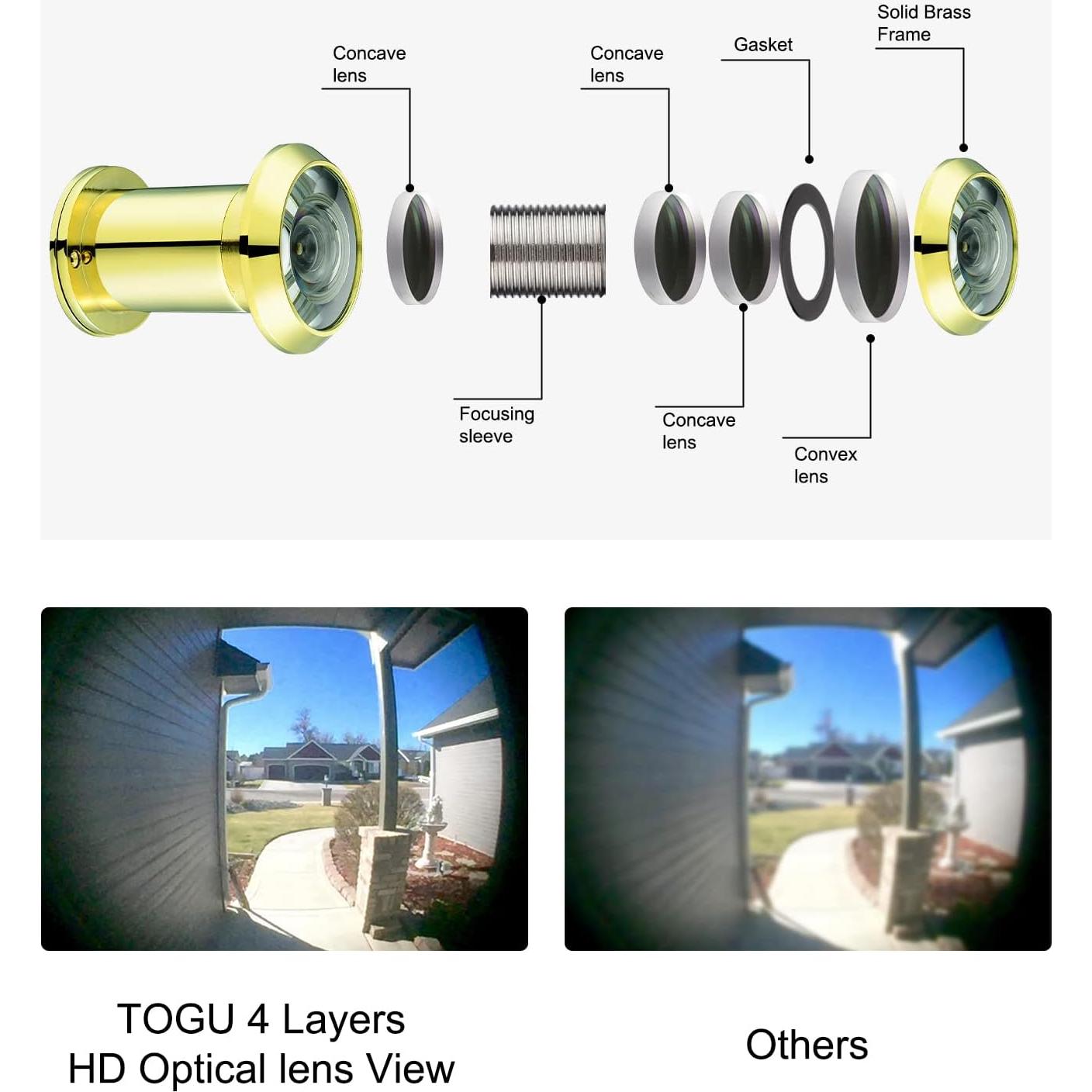 Mirador de Puerta TOGU TG3522YG Oro PVD 220 Grados