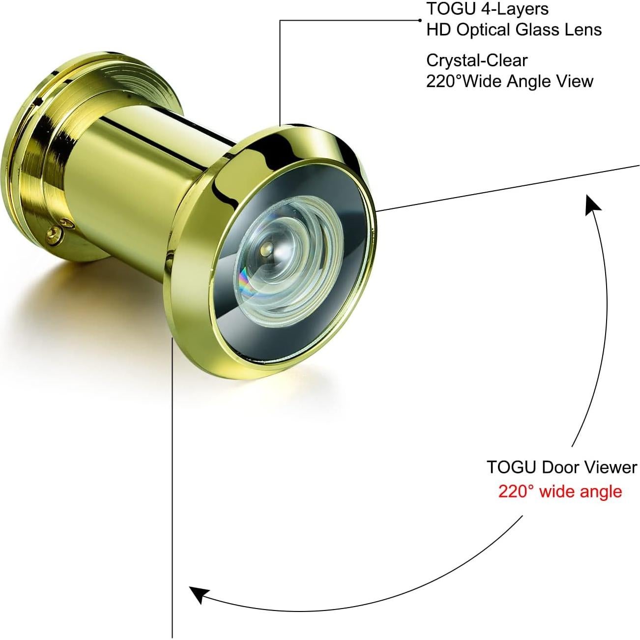 Mirador de Puerta TOGU TG3522YG Oro PVD 220 Grados