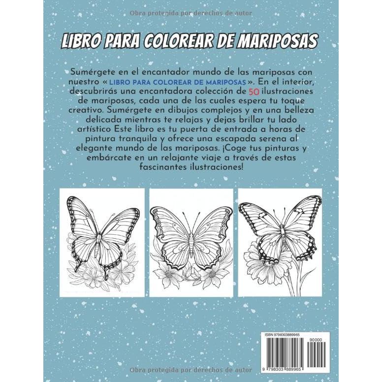 Libro para Colorear de Mariposas: 50 Impresionantes Páginas de Mariposas para Colorear, Impresión Grande, 108 Páginas (Spanish Edition)