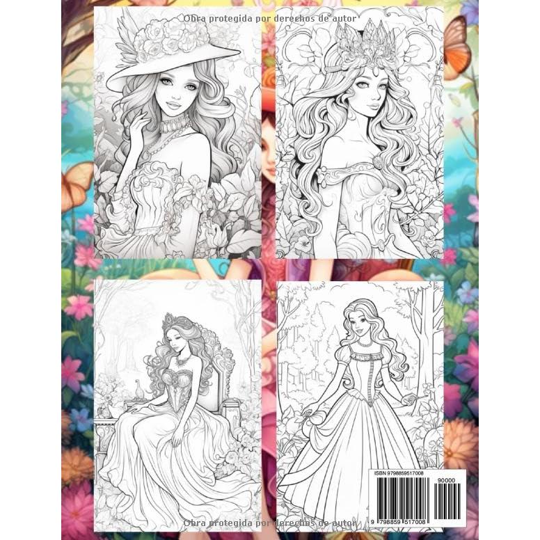 Libro para dibujar y colorear: Princesas. Libro para pintar. Para Niñas: ¡Bonito libro de pintar dibujos de Fantasía para Niños, Adolescentes y ... Hadas, Mariposas y Flores! (Spanish Edition)