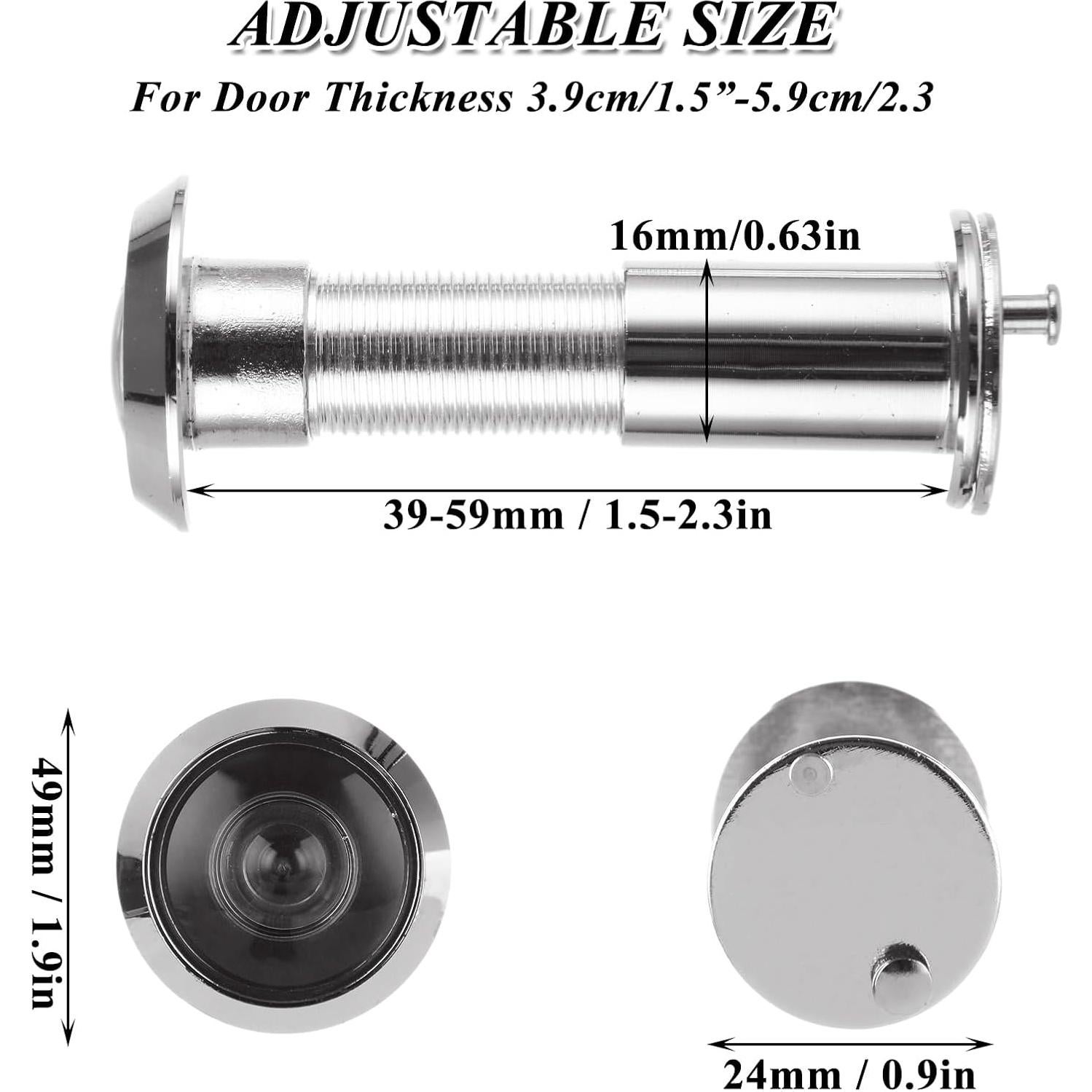 5 Mirillas de Puerta 220 Grados Zinc SENENQU con Broca 16mm