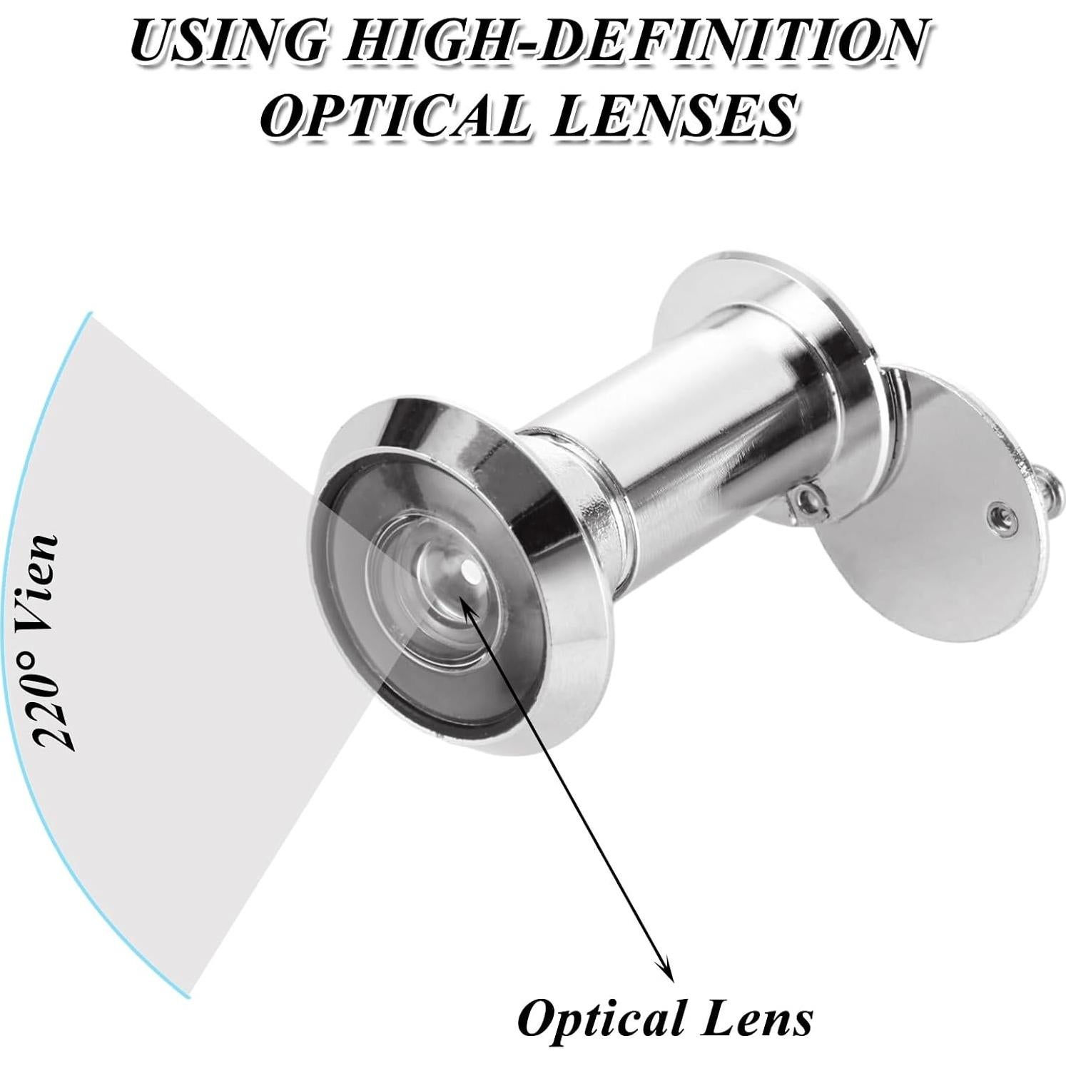 5 Mirillas de Puerta 220 Grados Zinc SENENQU con Broca 16mm