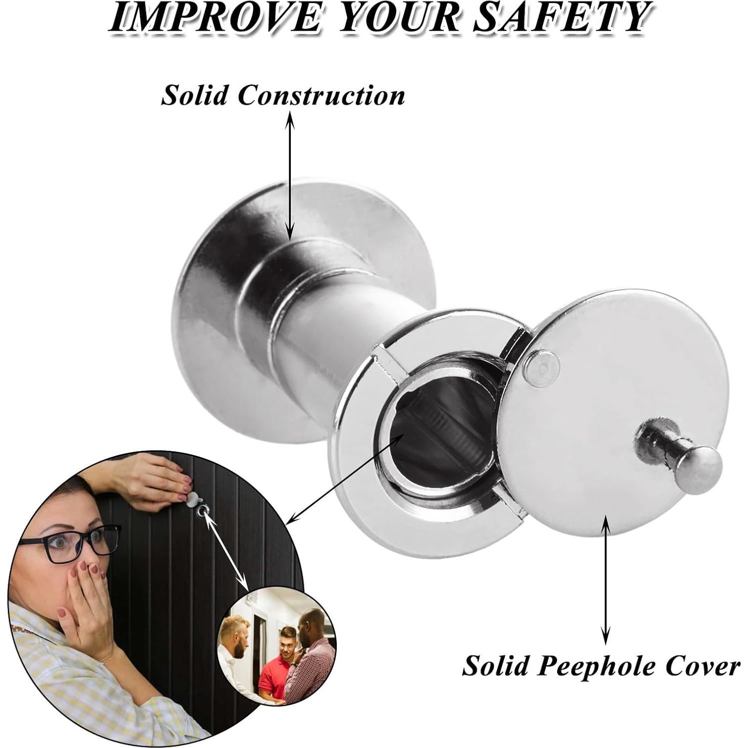 5 Mirillas de Puerta 220 Grados Zinc SENENQU con Broca 16mm