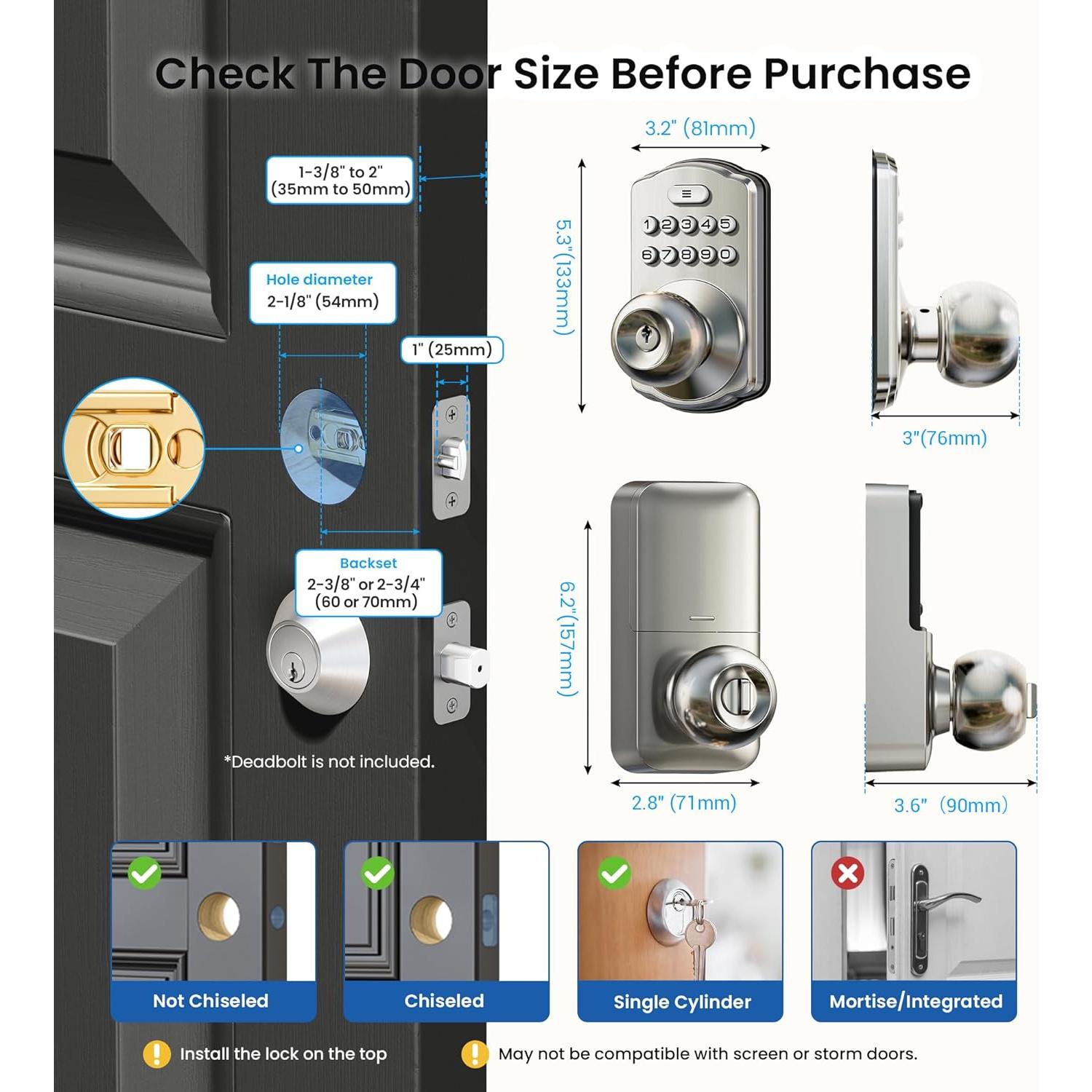 Cerradura Digital Veise KS03 con Teclado y Auto-bloqueo