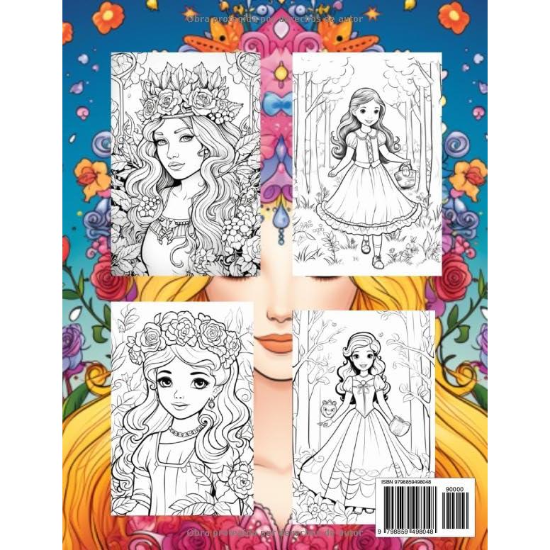 Libro para colorear. Princesas: Princesas. Libro para pintar. Para Niñas: ¡Bonito libro de Colorear de Fantasía para Niños, Adolescentes y Adultos, ... Hadas, Mariposas y Flores! (Spanish Edition)