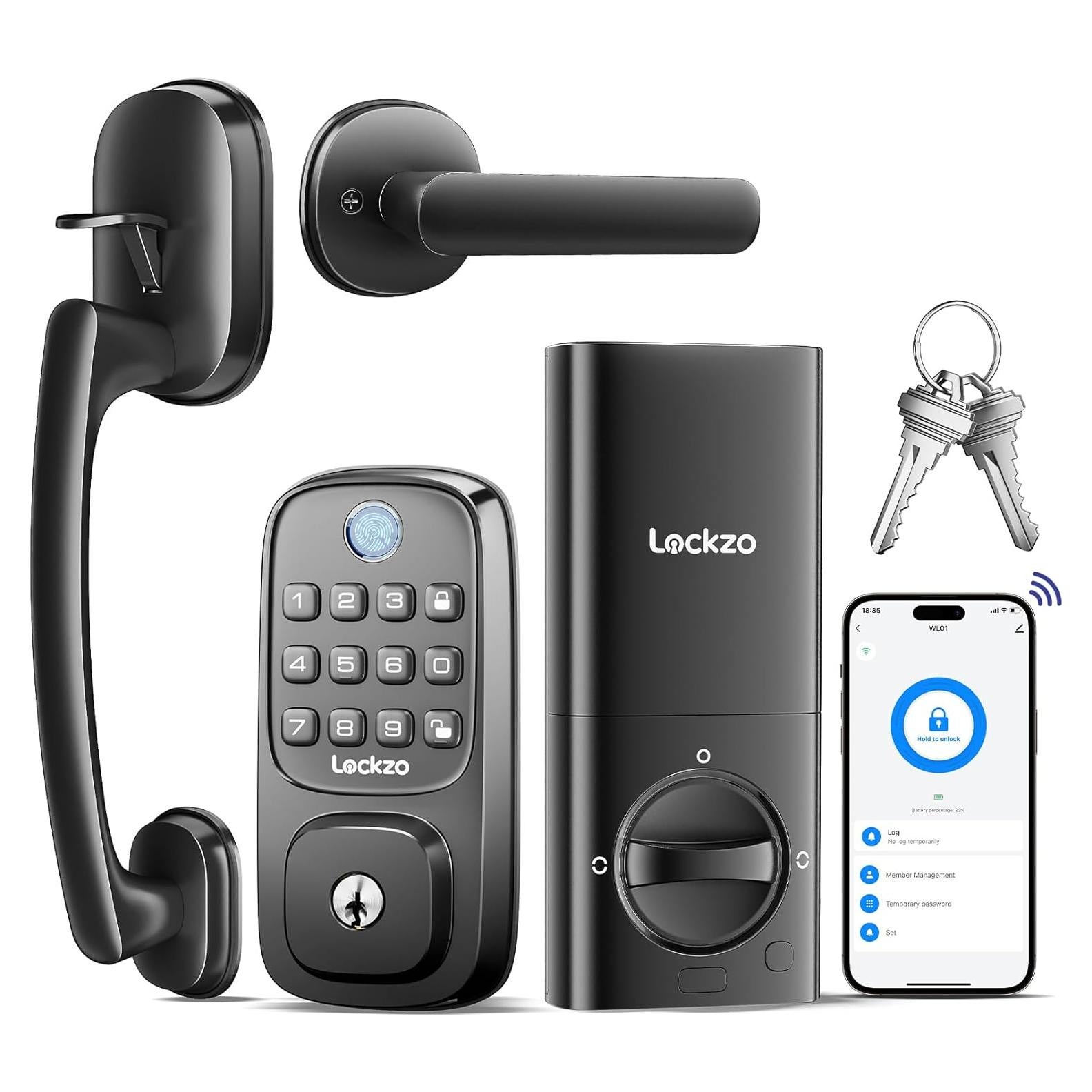 Cerradura Inteligente Lockzo WL01 con Manija y WiFi - Negro