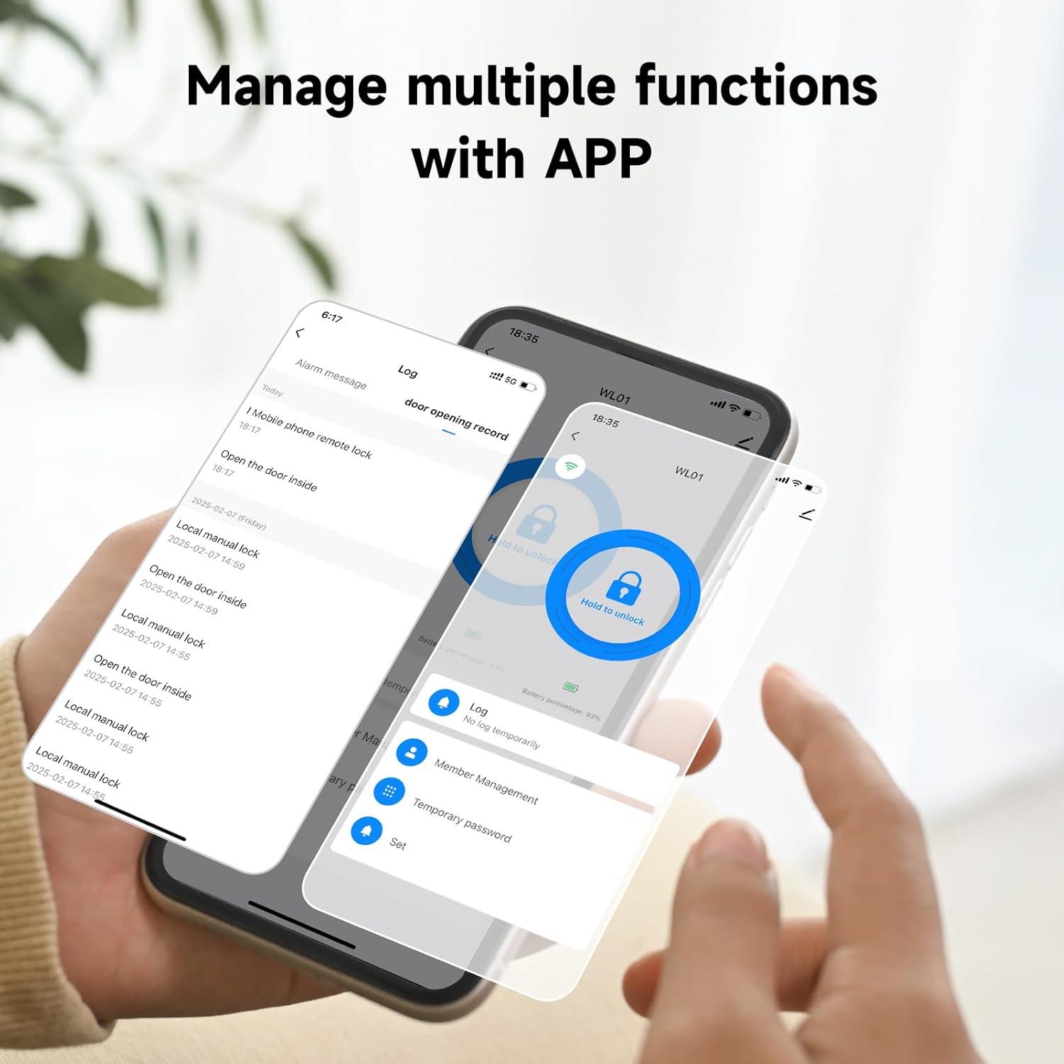 Cerradura Inteligente Lockzo WL01 con Manija y WiFi - Negro